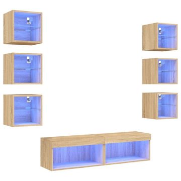 vidaXL TV-Schrank 8-tlg. Wohnwand mit LED-Beleuchtung Sonoma-Eiche Holzwerkstoff (8-St)