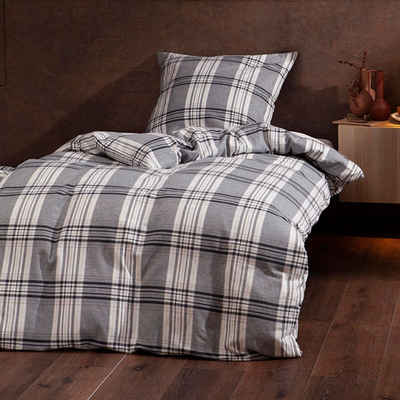 Bettwäsche Dormabell Flanell Постільна білизна 21260 kariert grau silber weiß 135x200, Dormabell, Flanell, 2 teilig, 100% Baumwolle in Flanell-Qualität