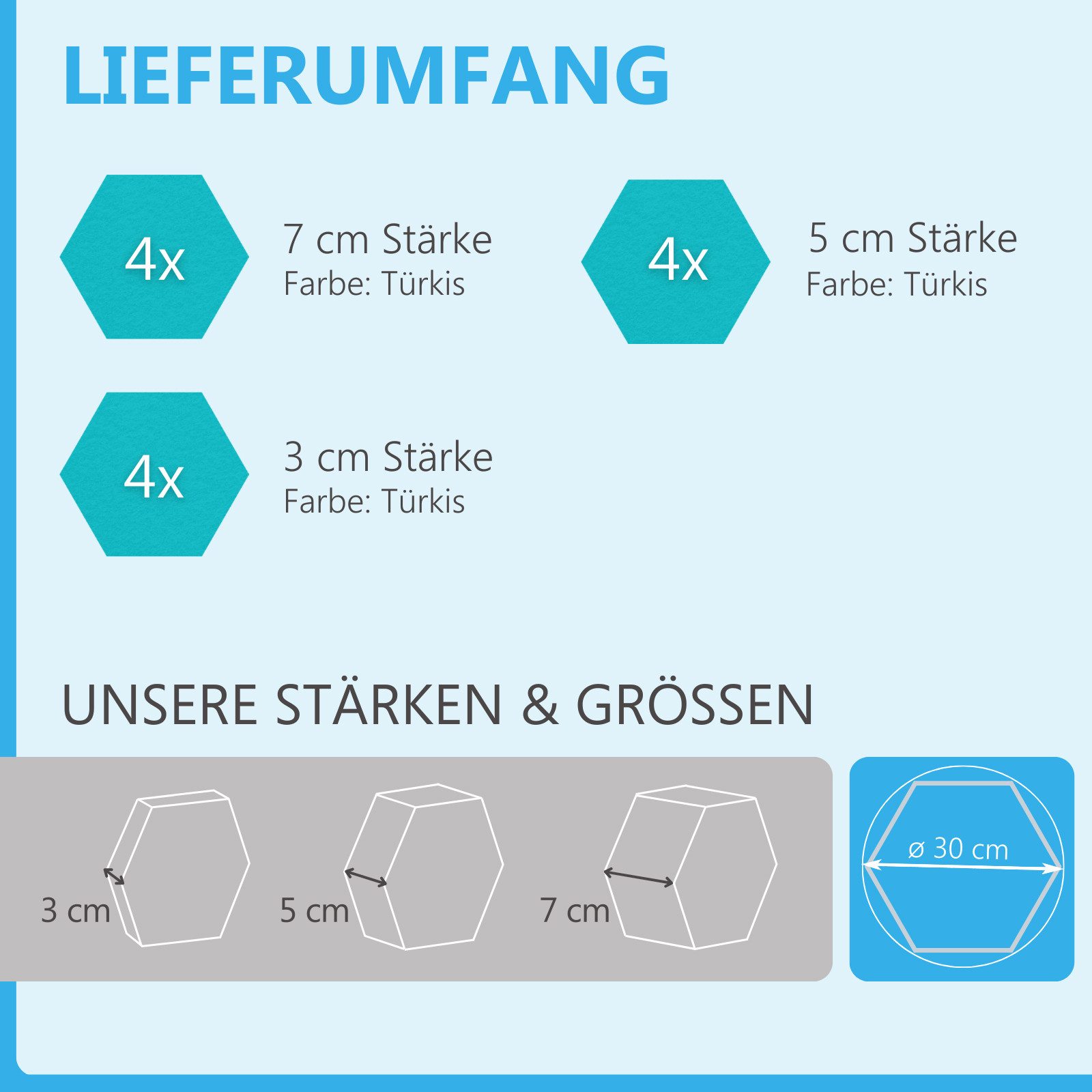 platino24 Akustikplatte 12 Absorber Wabenform aus Basotect ® G+