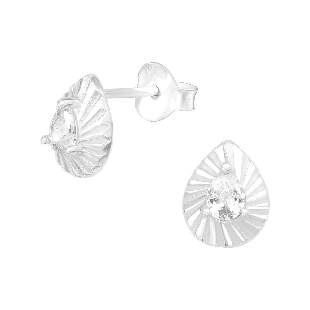 BUNGSA Ohrring-Set Ohrstecker Kristalltropfen aus .925 Silber Damen (1 Paar (2 Stück), 2-tlg), Ohrschmuck Ohrringe