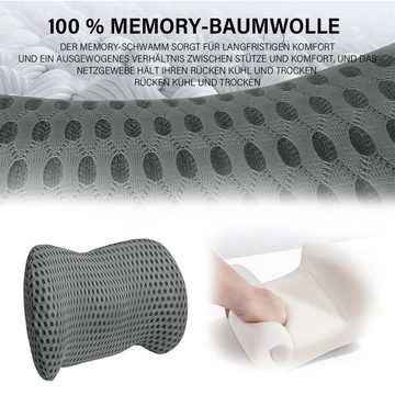 Cbei Rückenkissen Lendenkissen,Memory Foam Lendenwirbelstützkissen für Bürostuhl, 4D Atmungsaktives, leicht zu reinigendes Netz