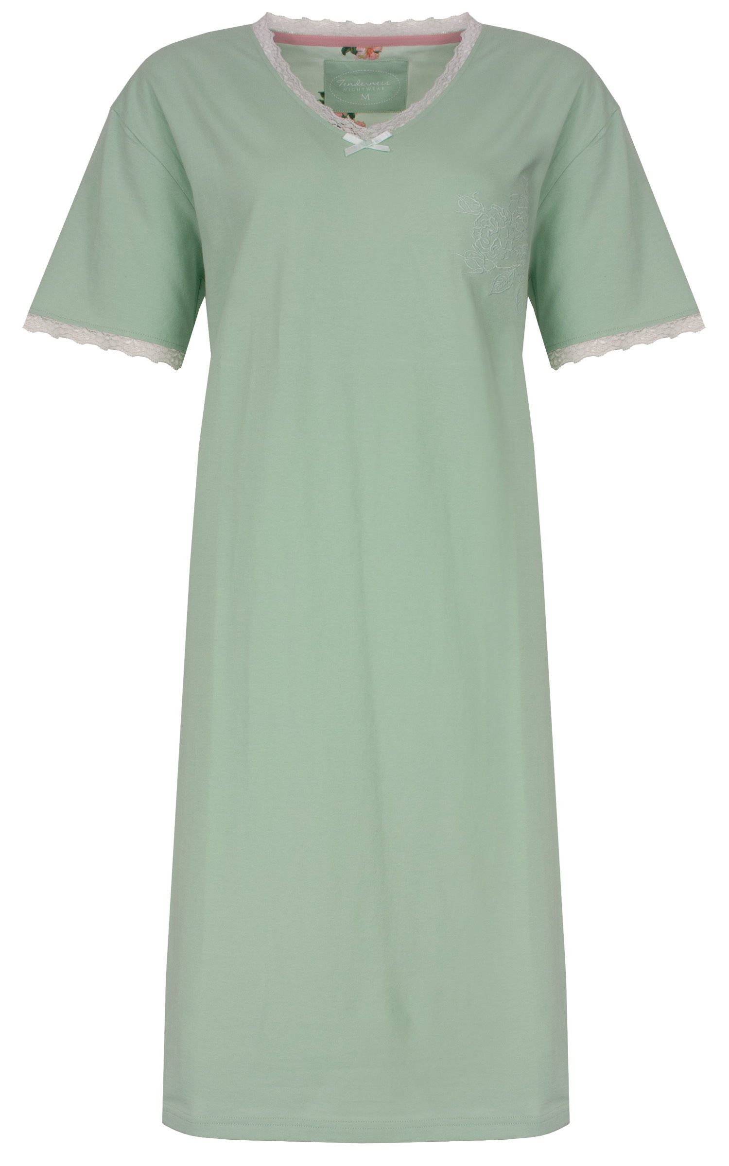 Tenderness Nachthemd Damen Schlafshirt mit Spitze (1-tlg) Baumwolle