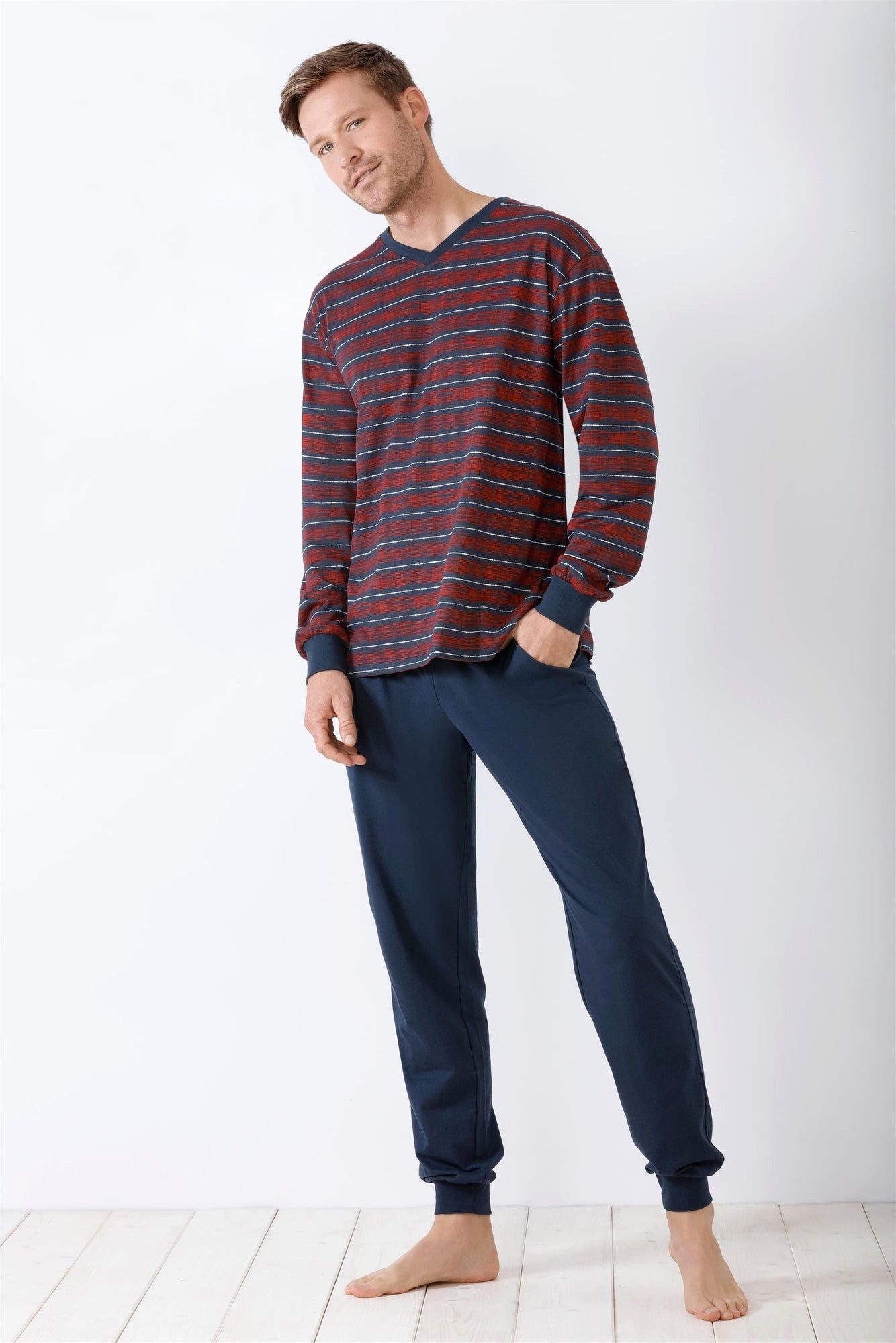 Hajo Schlafanzug Herren Schlafanzug mit Bündchen Klima-Light® Single Jersey günstig online kaufen