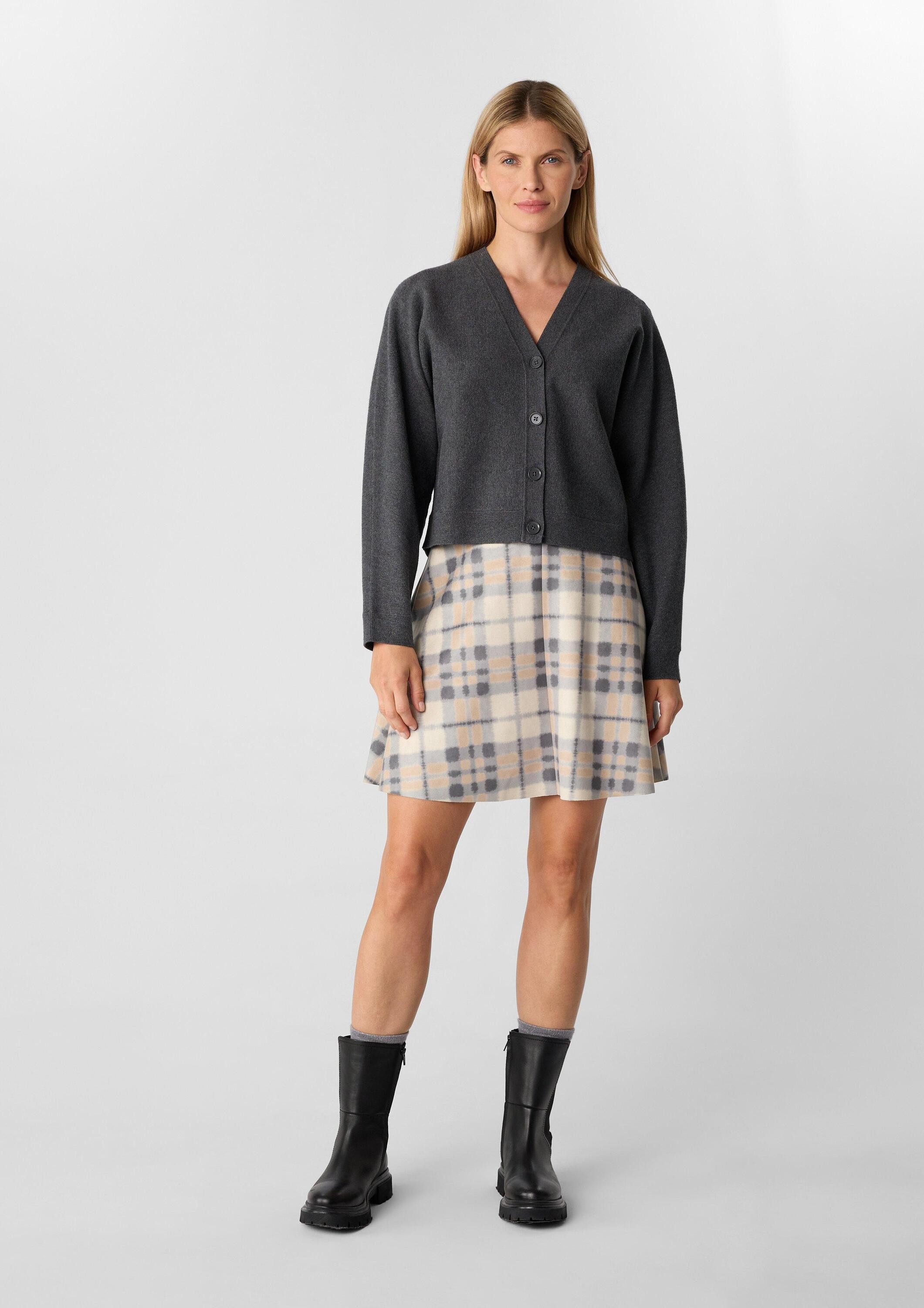 comma Minirock Rock Karierter Rock aus softem Scuba-Stoff