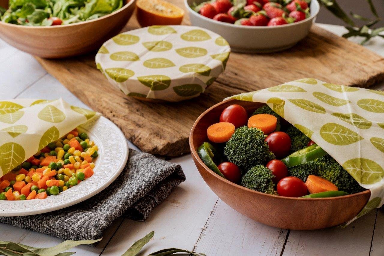 Nuts Bienenwachstuch veganes Pflanzenwachstuch, 4-tlg., vegan, umweltschonend und wiederverwendbar