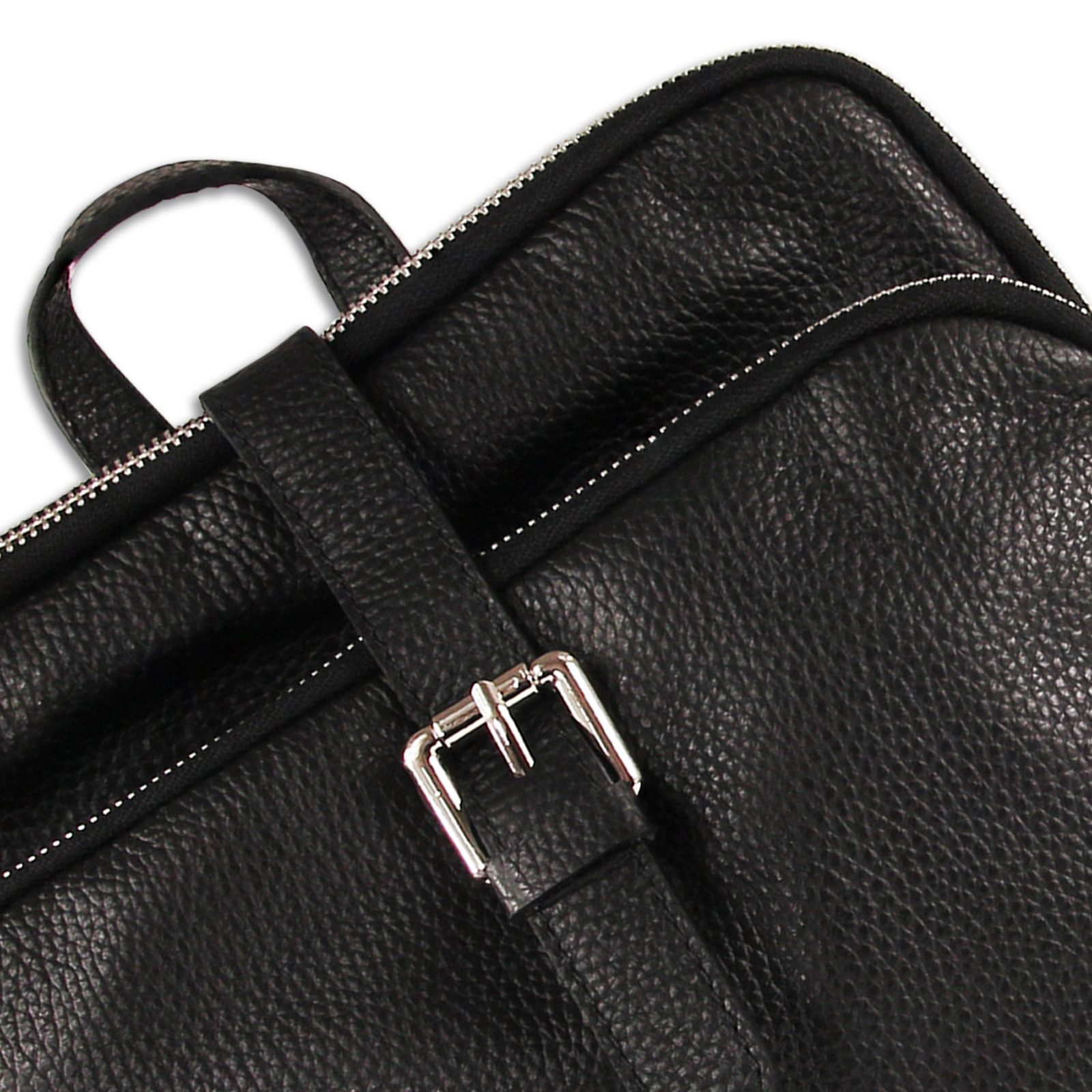 FLORENCE Cityrucksack Florence Rucksack Damen Echtleder, Damen Cityrucksack Leder, schwarz ca. 27cm hoch