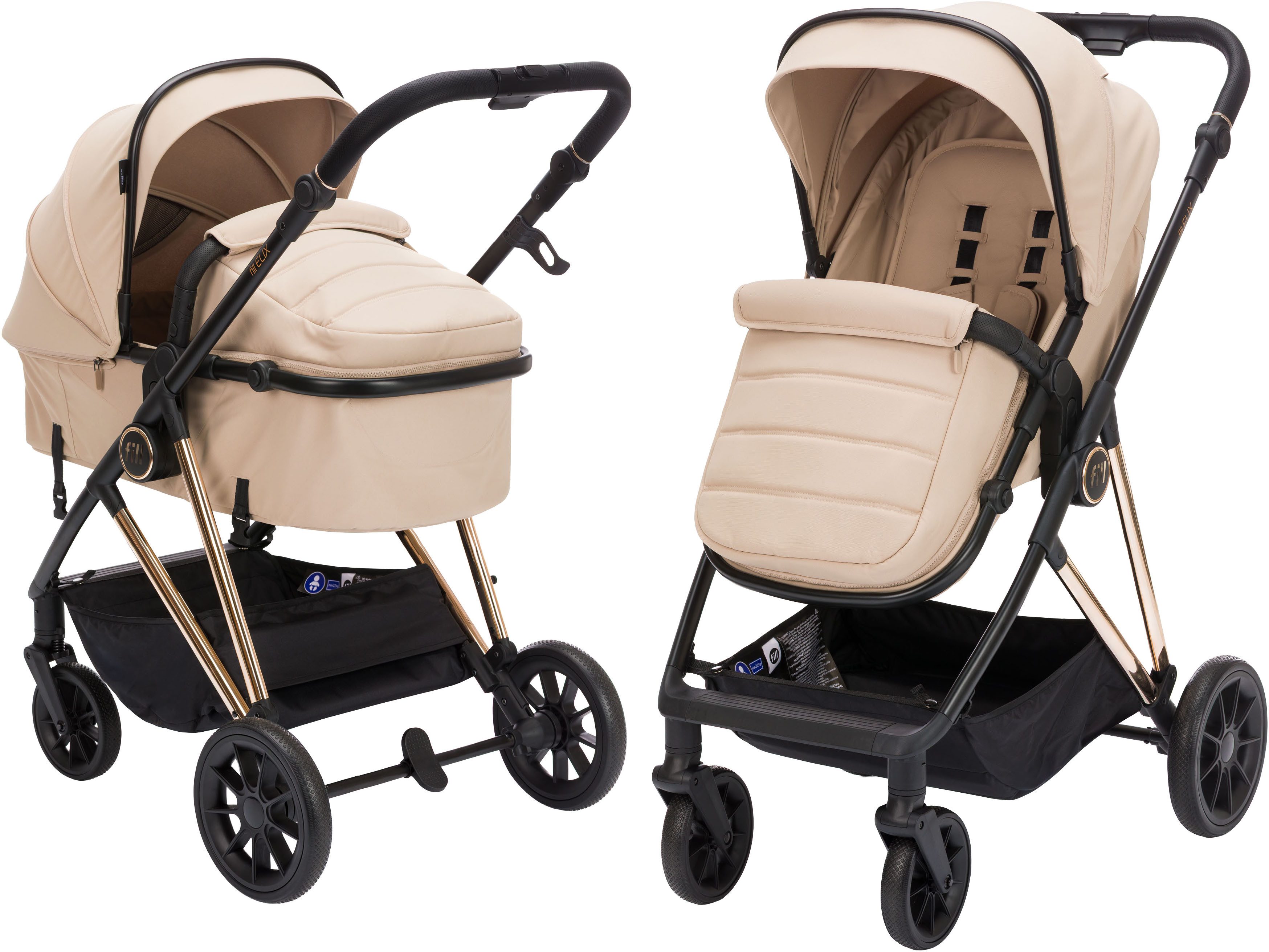 Fillikid Kombi-Kinderwagen Fill Elix, Babywanne einfach zum Sportsitz umbaubar