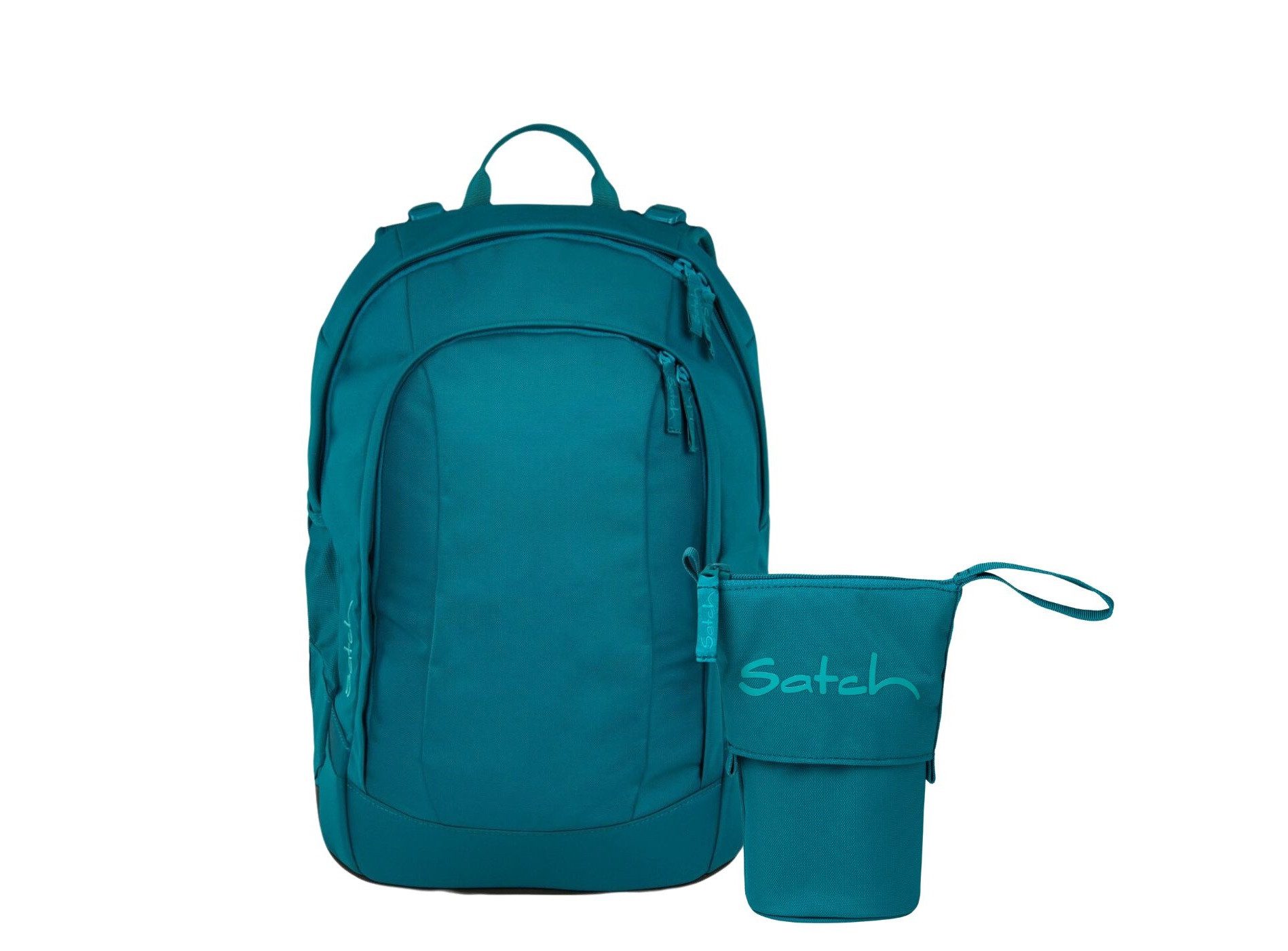 Satch Schulranzen Schulrucksack-Set AIR Deep Petrol 2-teilig (2-teilig), Schulranzen, ergonomisch, Laptop-Fach, Your-Size-System