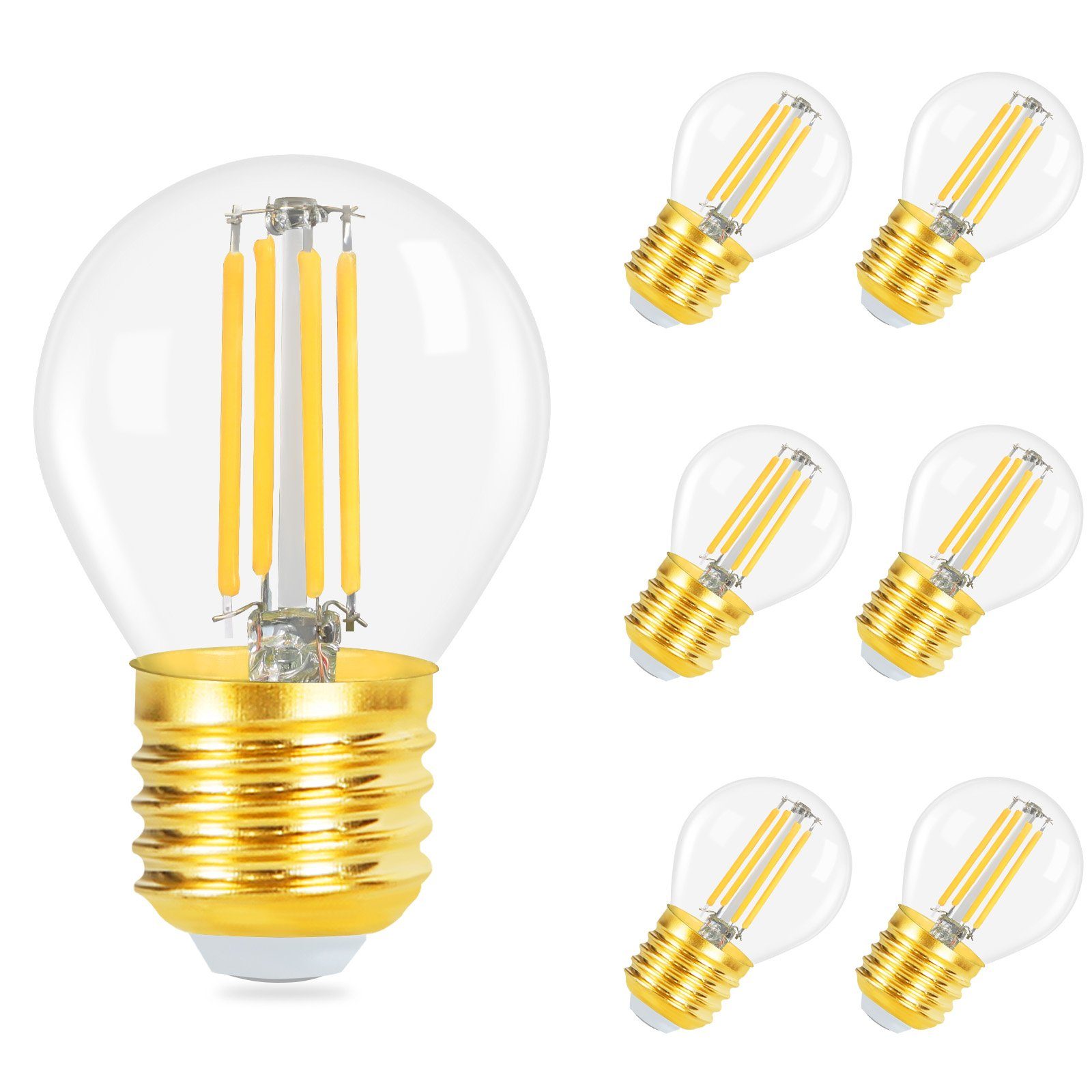 ZMH LED-Leuchtmittel Vintage Edison Glühlampe Warmweiß Retro Filament für Hotel Haus, E27, 6 St., 3000k, Hochwertiges Glas Energiesparlampe