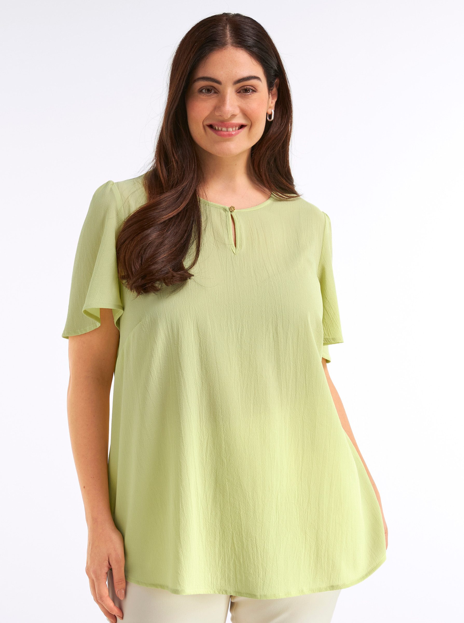 Sheego Klassische Bluse Tunika Kurzarm