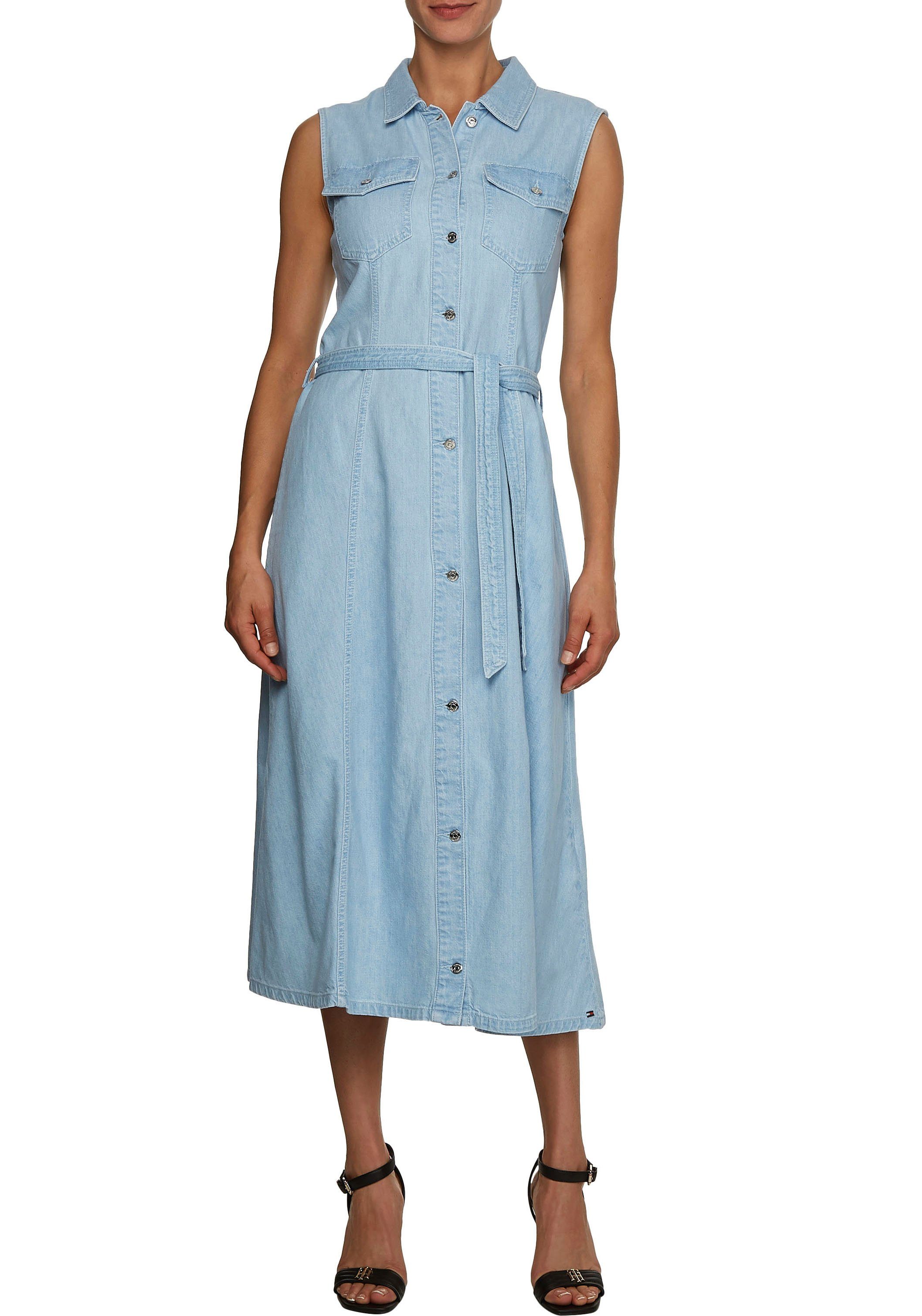 Tommy Hilfiger Jeanskleid »FIT&FLARE DRESS NS MIDI ABY« in angesagter  Midilänge