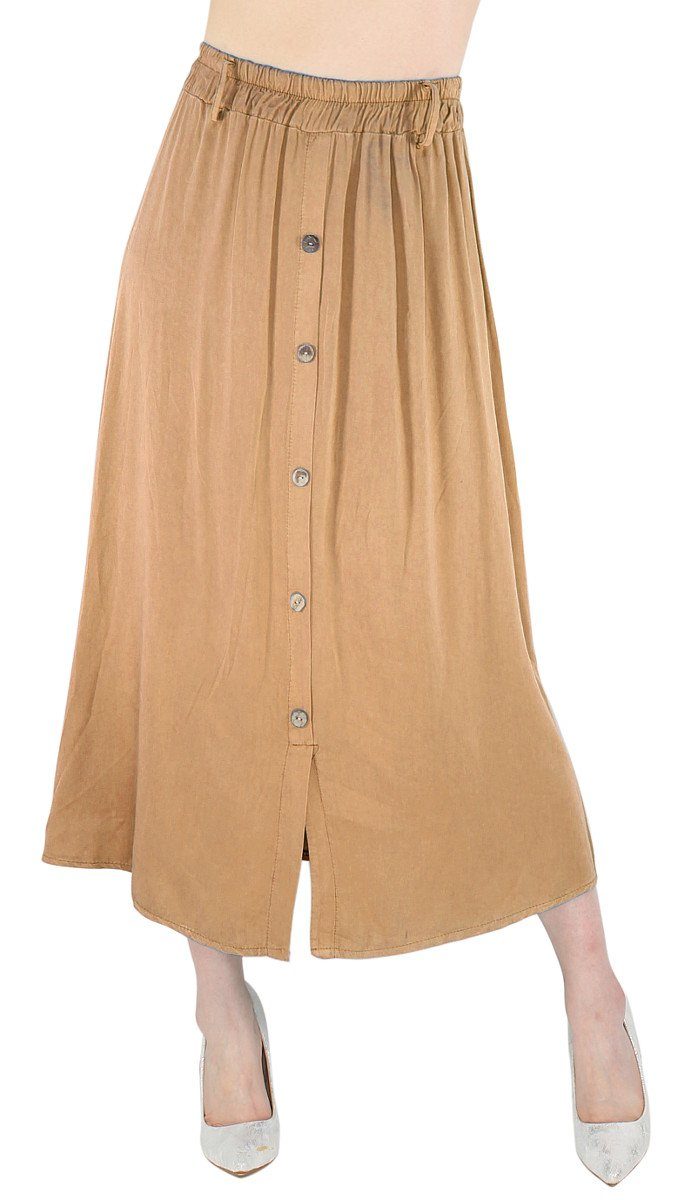 Strandrock Damen Sommerrock in Midi-Länge Midi Rock Sommer Strandrock High Waist