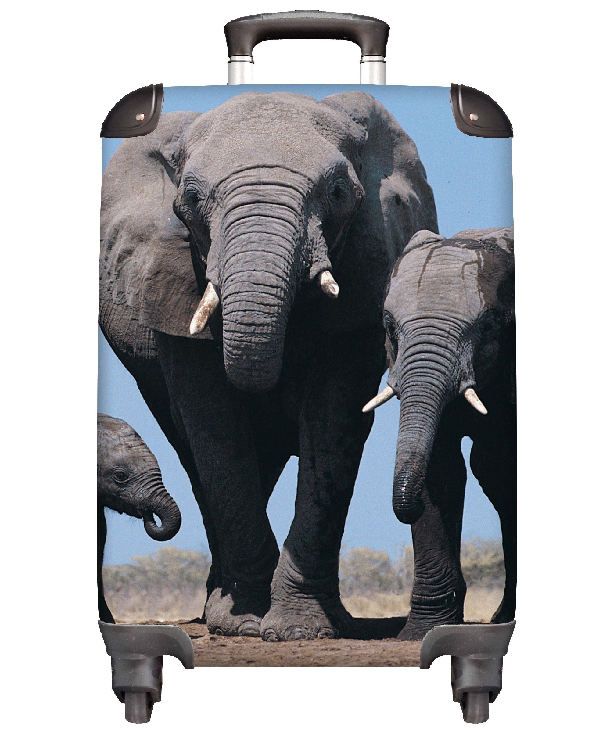 MuchoWow Handgepäckkoffer Elefant - Prärie - Tiere - Natur, 4 Rollen, Reisetasche mit rollen, Handgepäck für Ferien, Trolley, Reisekoffer