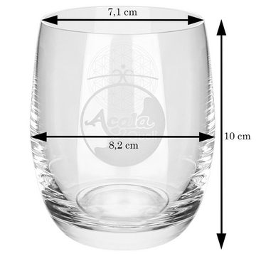 AcalaQuell Glas Arlando 300 ml Trinkglas mit Gravur Blume des Lebens, 300ml - Wasserglas einzeln & im Set