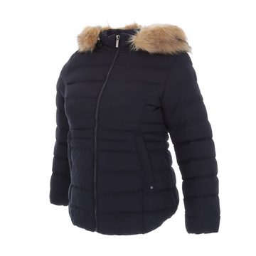 Ital-Design Winterjacke Damen Freizeit Kapuze (abnehmbar) Gefüttert Winterjacke in Dunkelblau