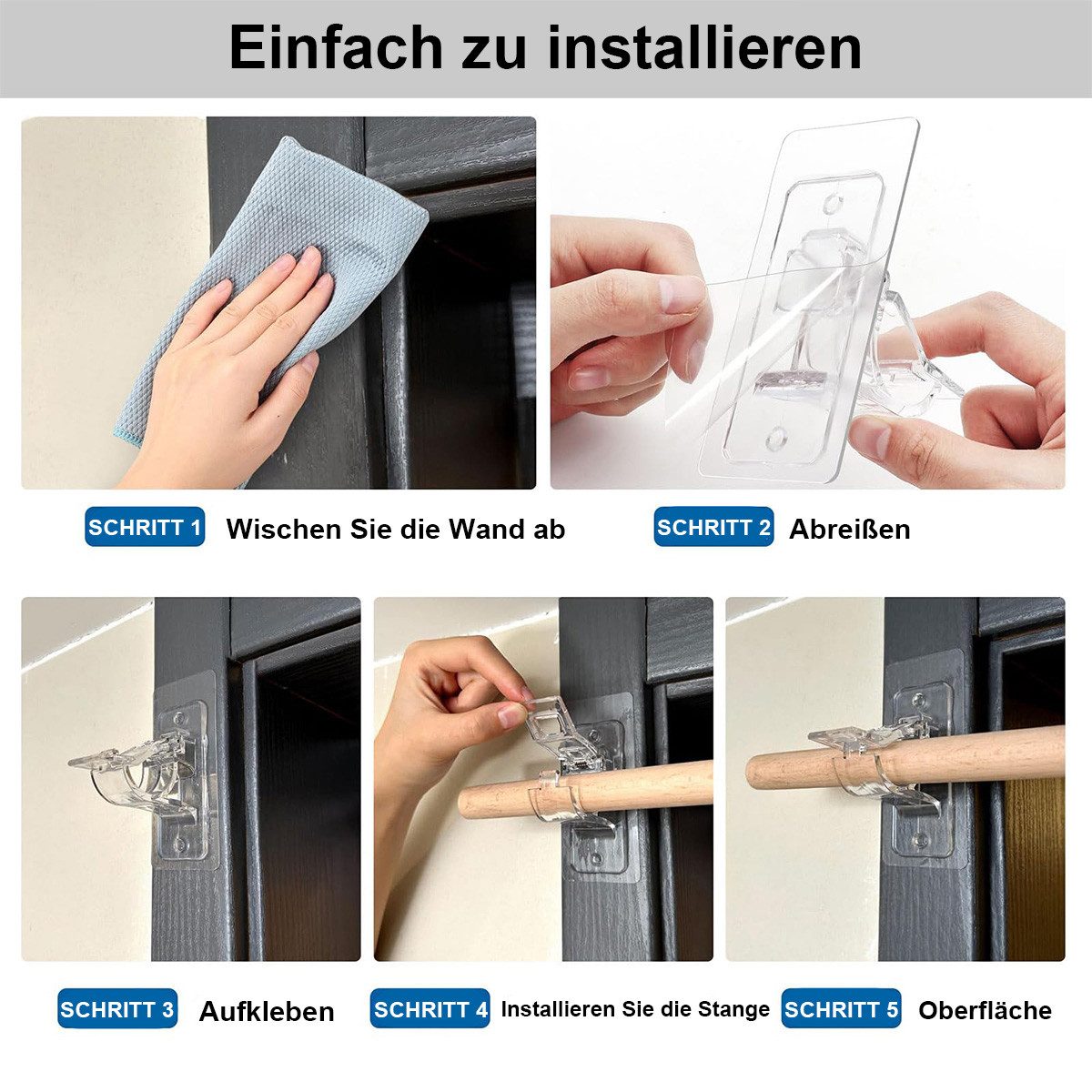 DOPWii Gardinenstangenhalter Gardinenstangenhalterung ohne Bohren, 2er-Set günstig online kaufen