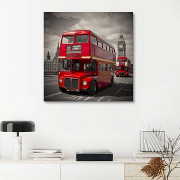 Posterlounge Holzbild Melanie Viola, LONDON Rote Busse, Fotografie