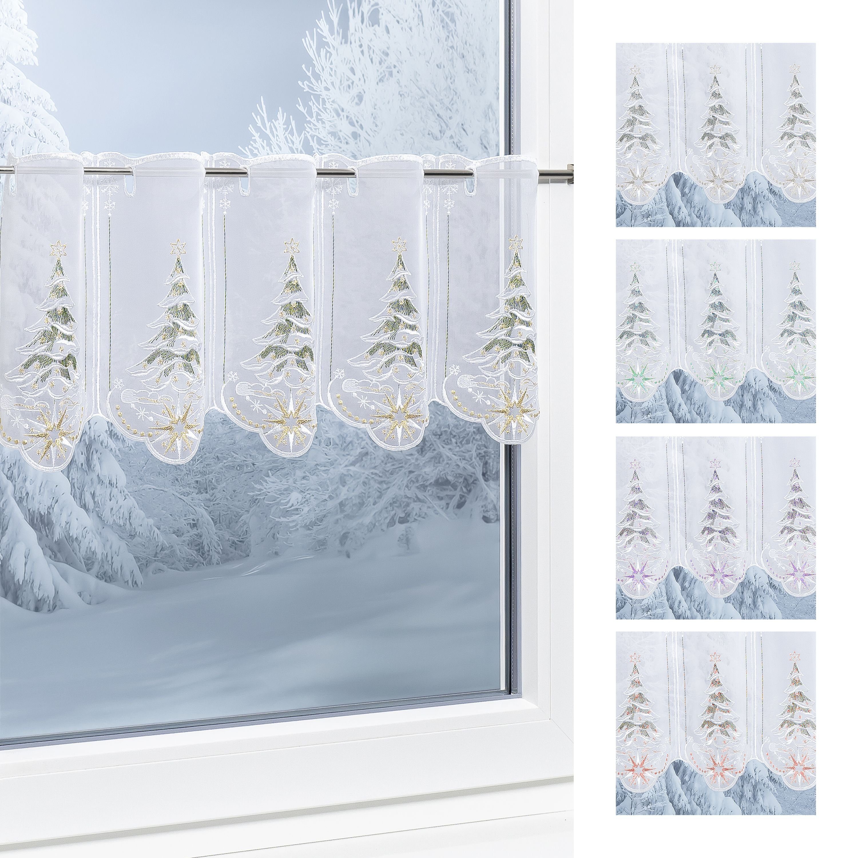 Scheibengardine Weihnachtsbaum, Plauener HxB transparent, Spitze®, St), (1