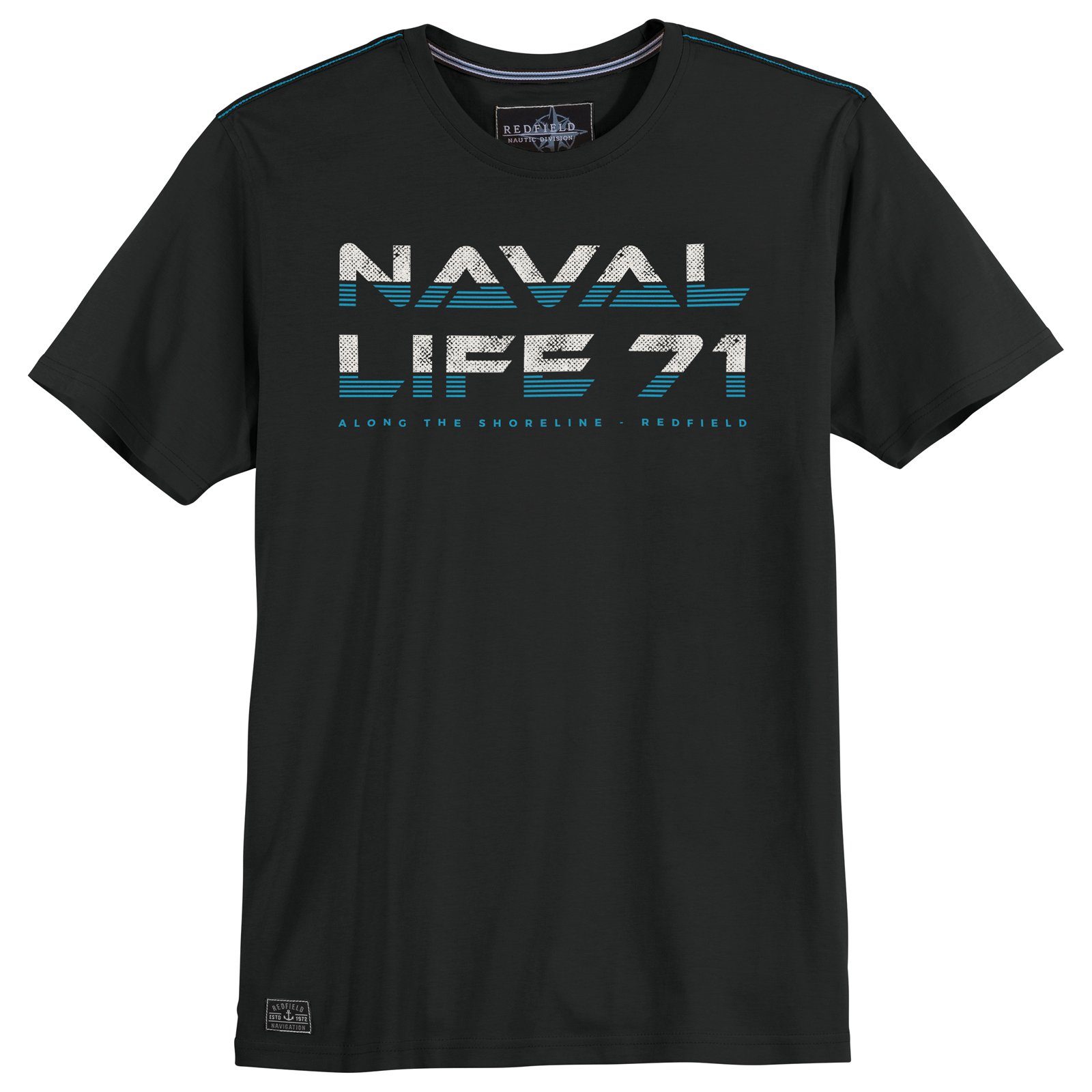 redfield Rundhalsshirt Große Größen Herren Redfield T-Shirt Naval Life 71 schwarz