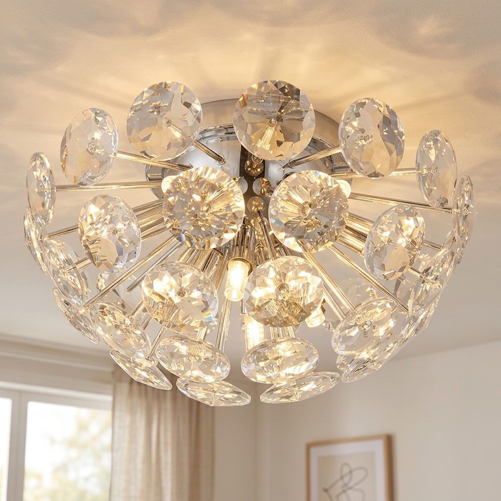 GLOBO LIGHTING Deckenleuchte, Leuchtmittel nicht inklusive, Deckenlampe Deckenleuchte Kristall Wohnzimmerlampe 10-flammig D 39 cm
