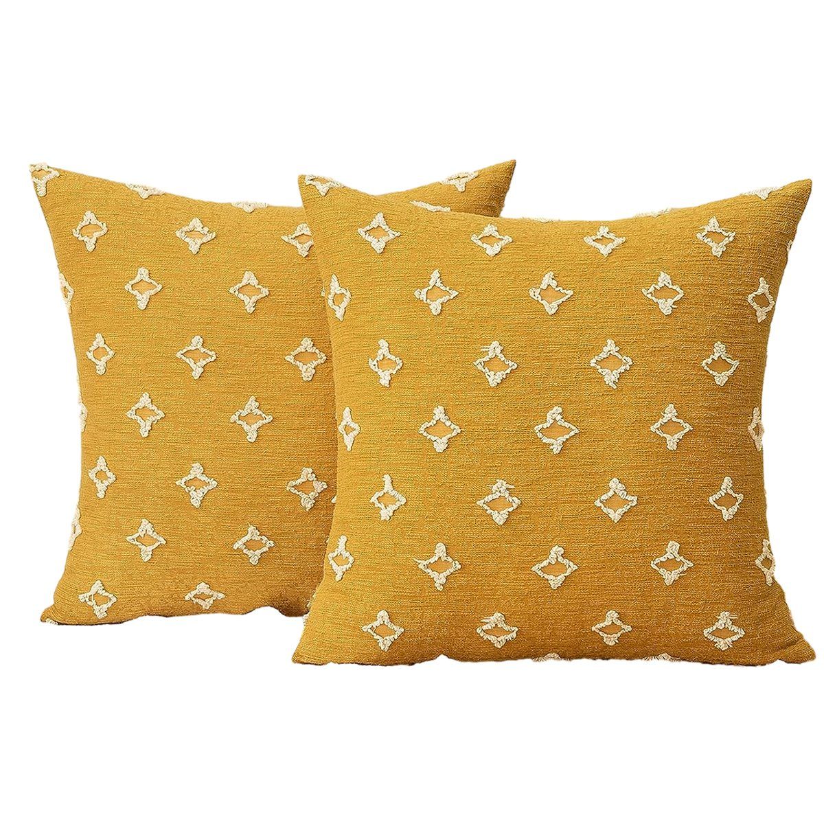 Kissenbezüge Gelb Jormftte Kissenbezüge,rhombischer dekorative Jacquard,für Sofa,Bett, 2pcs