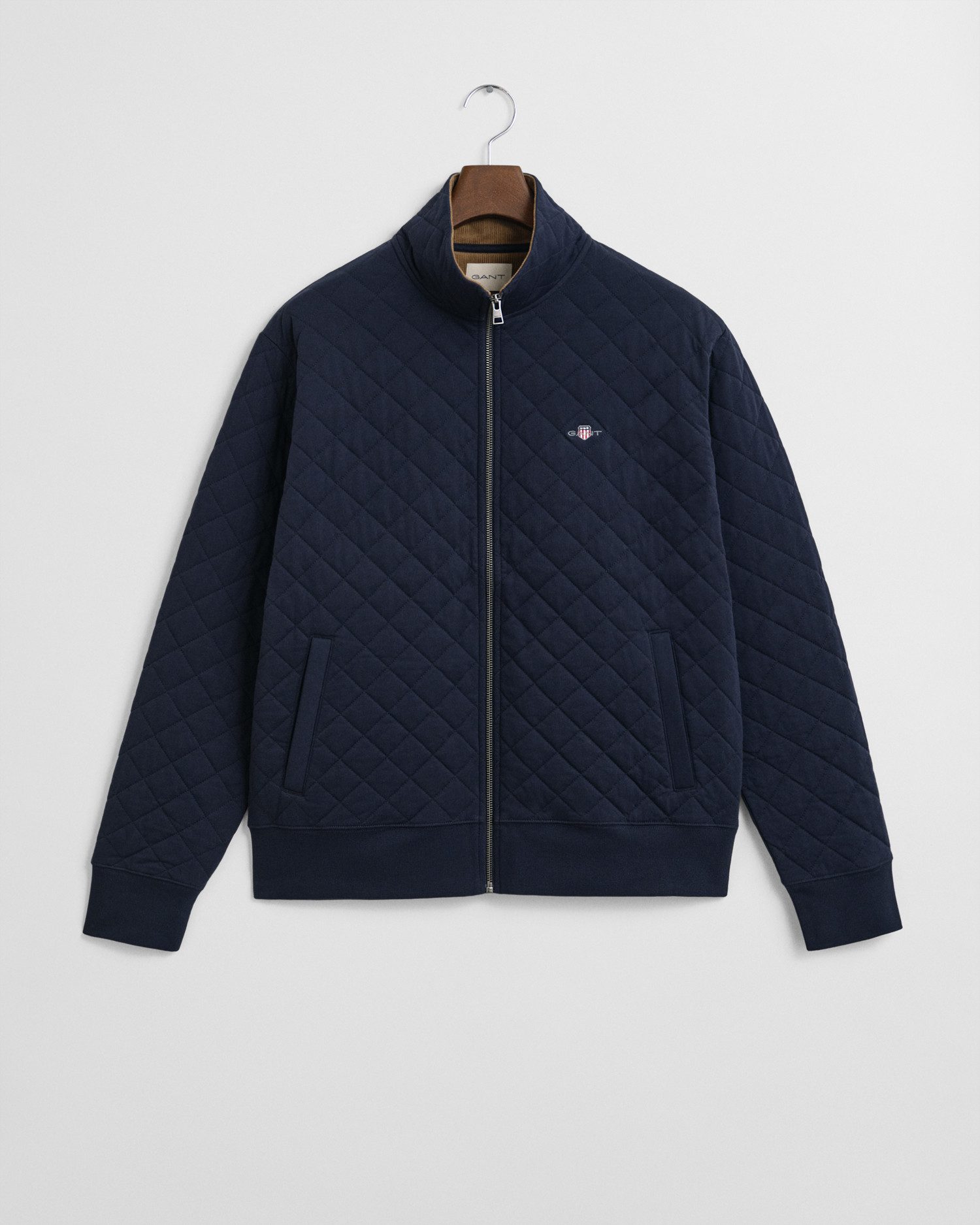 Gant Sweatjacke QUILTED CORD COLLAR FULL ZIP Mit Rundhalsausschnitt günstig online kaufen