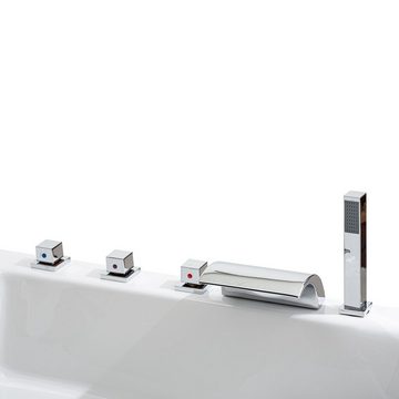 Basera® Badewanne Eck-Badewanne Korfu 155 x 155 cm, (Komplett-Set), mit Wasserfall, LED und Kopfstützen
