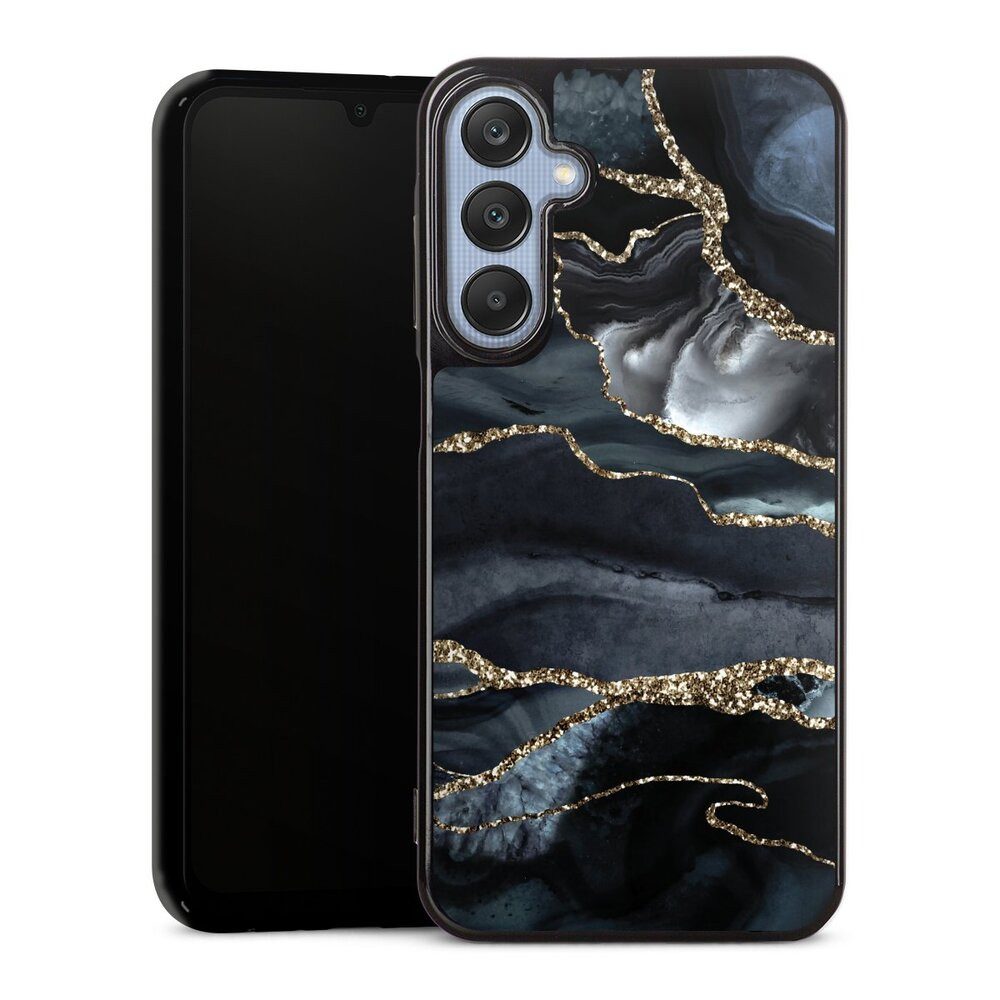 DeinDesign Handyhülle Glitzer Look Marmor Trends Dark marble gold Glitter look, Samsung Galaxy A25 5G Silikon Hülle Bumper Case Handy Schutzhülle
