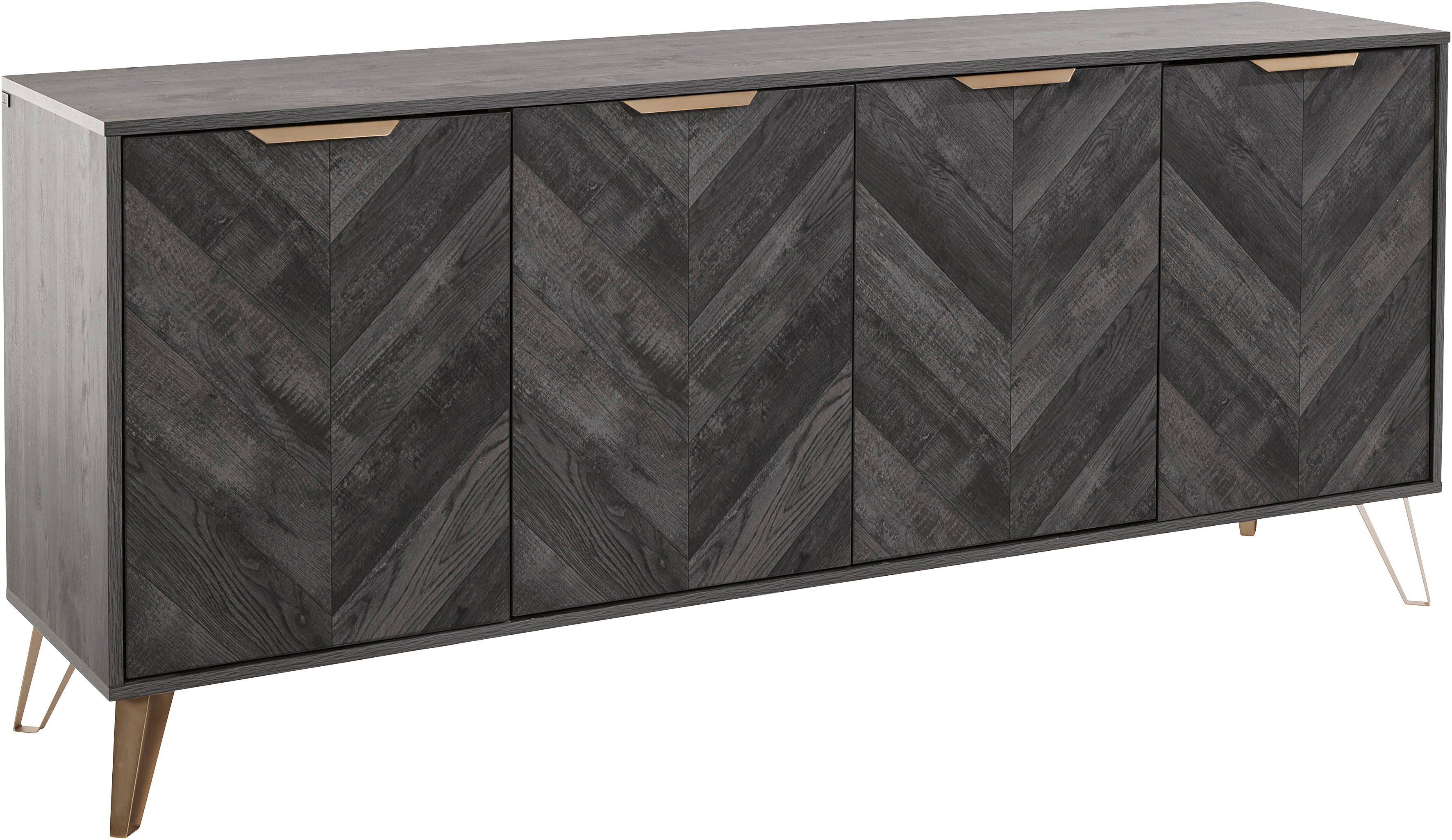 Leonique Sideboard Nanterie, Kommode mit Fischgrätenmuster, Breite 176,5 cm