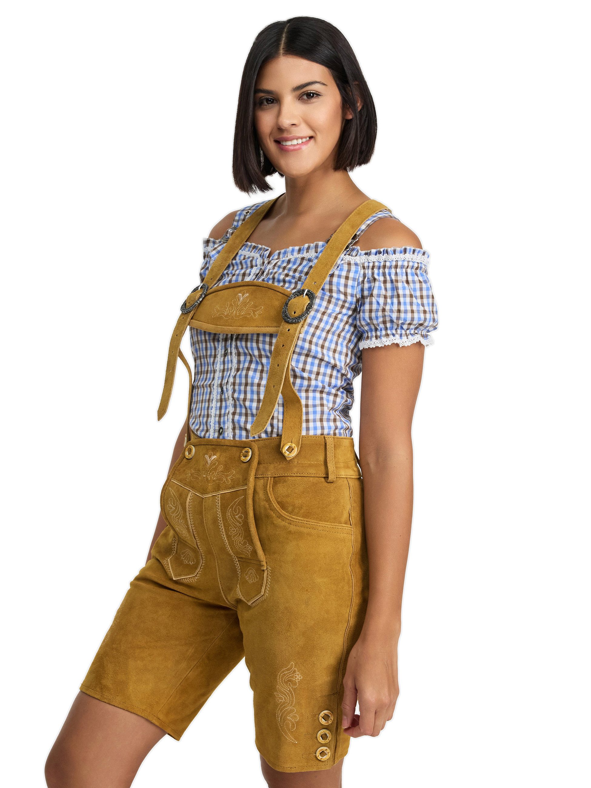 Steigenhöfer Manufaktur Trachtenlederhose Lederhose Damen Shorts - 100% Rin günstig online kaufen