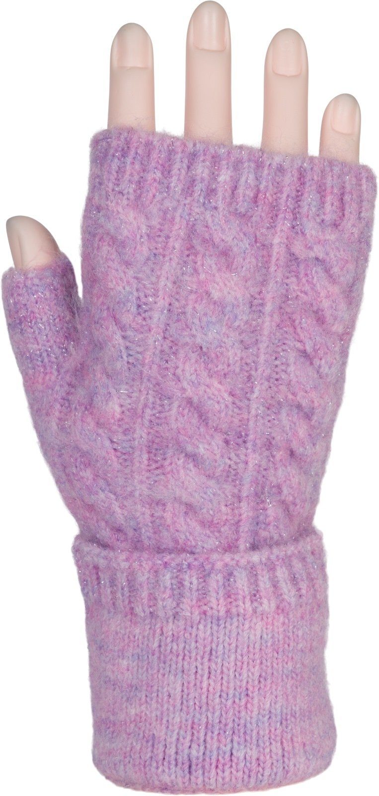 Strickhandschuhe Flieder Fingerlose Strickhandschuhe styleBREAKER Zopfmuster