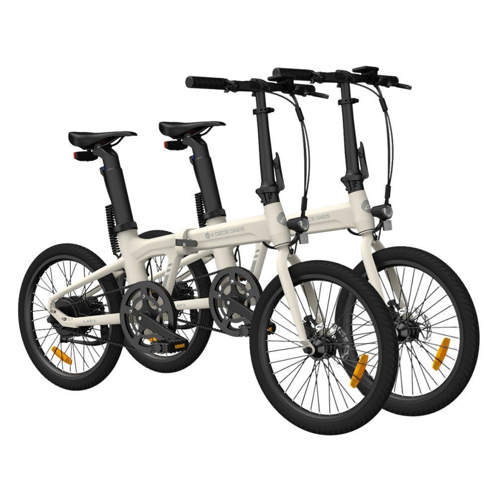 ADO E-Bike 2*Air 20 Faltrad E-Fahrrad Ultraleichtgewicht 17,5 KG,Riemenantrieb, 1 Gang, Heckmotor, ebike Damen/Herren,StVZO( mit Akku-Ladegerät,Handyhalter) Weiß+Weiß