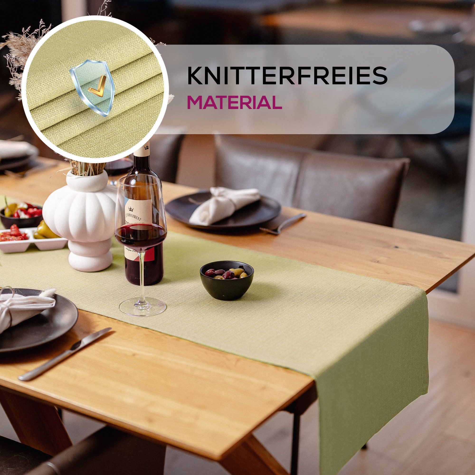 Beautex Tischdecke Lina elegante Leinenoptik, viele Größen und Farben (1-tlg), Schmutzabweisend, knitterarm, sauber umnähmter Saum – Bild 4 von 5