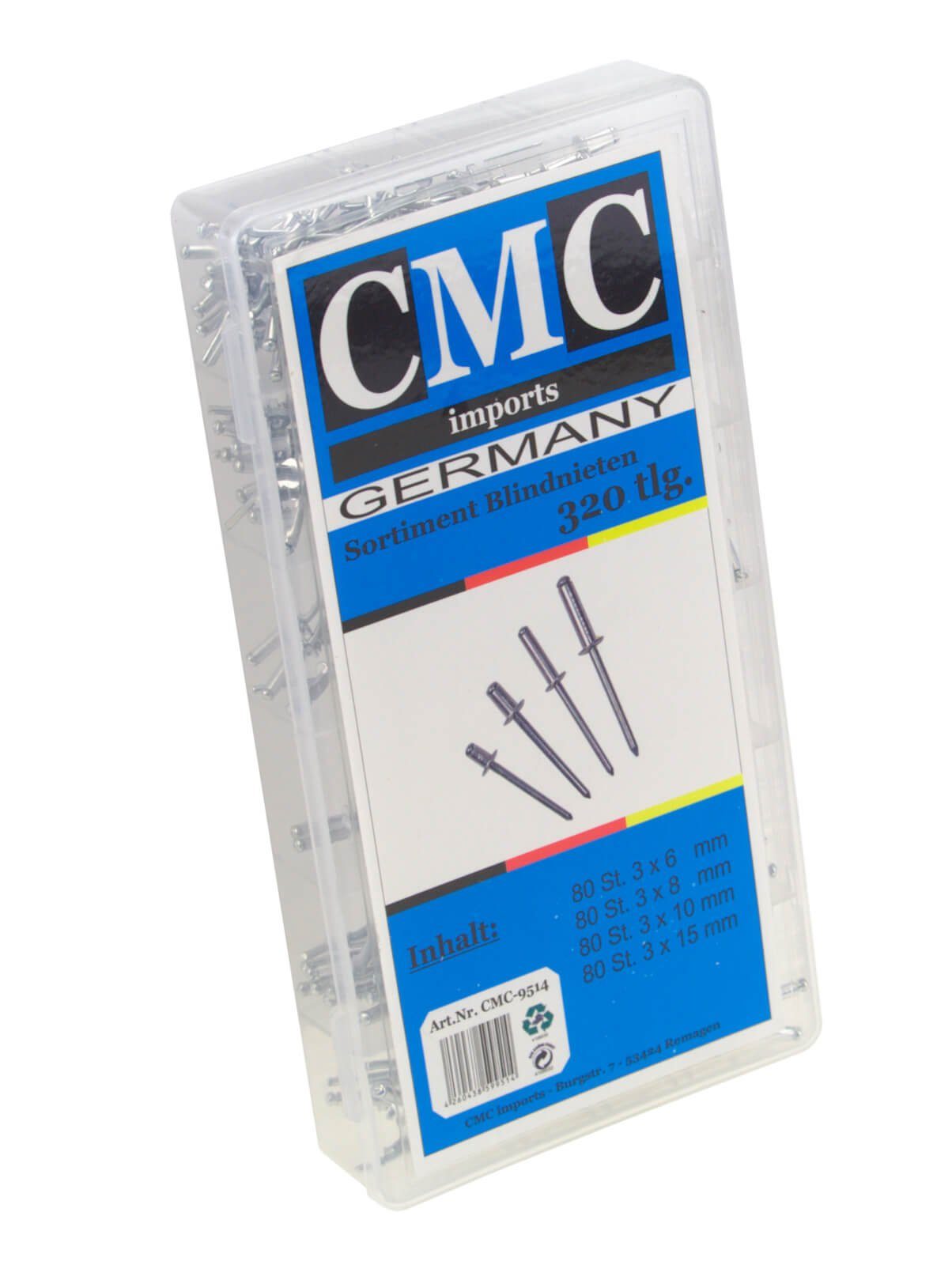 CMC Blindniete Blindnieten Popnieten Nieten Sortiment 320 teilig