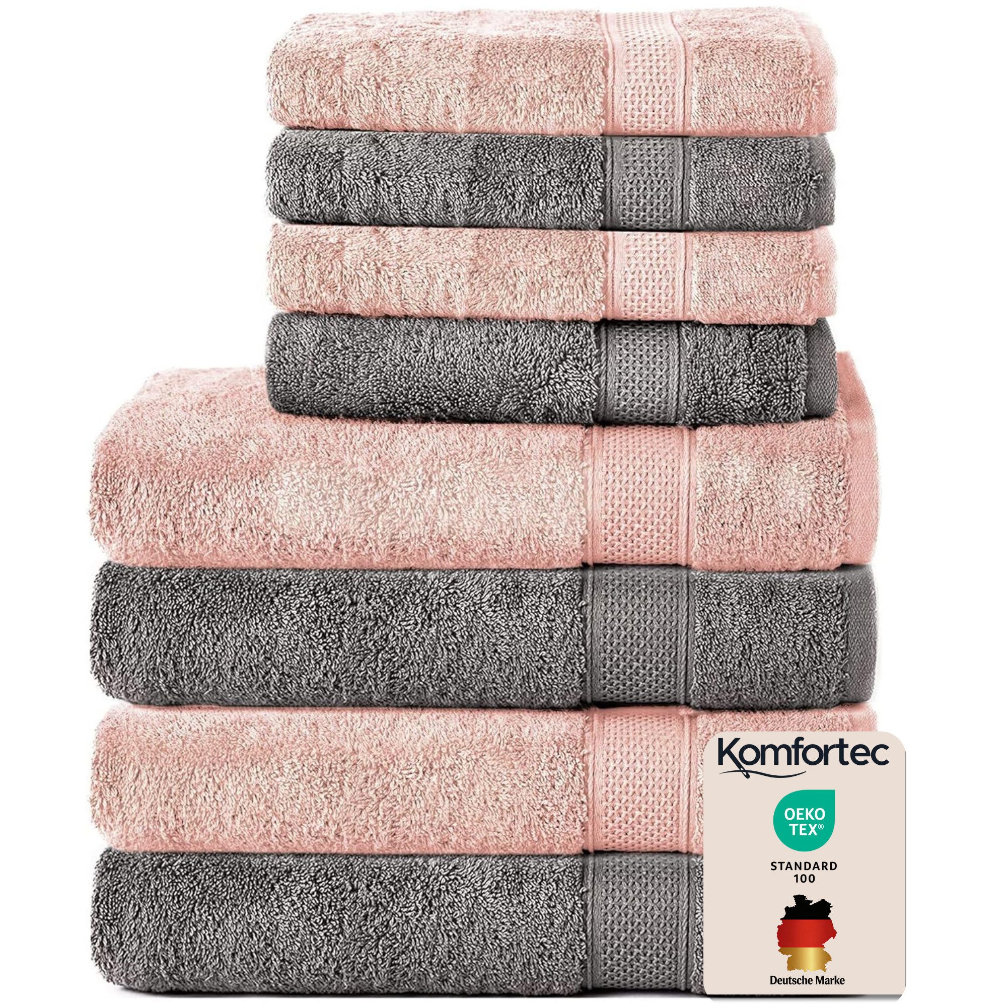 Komfortec Handtuch Set aus 100% Baumwolle, 4 Handtücher 50x100 cm und 4 Bad günstig online kaufen