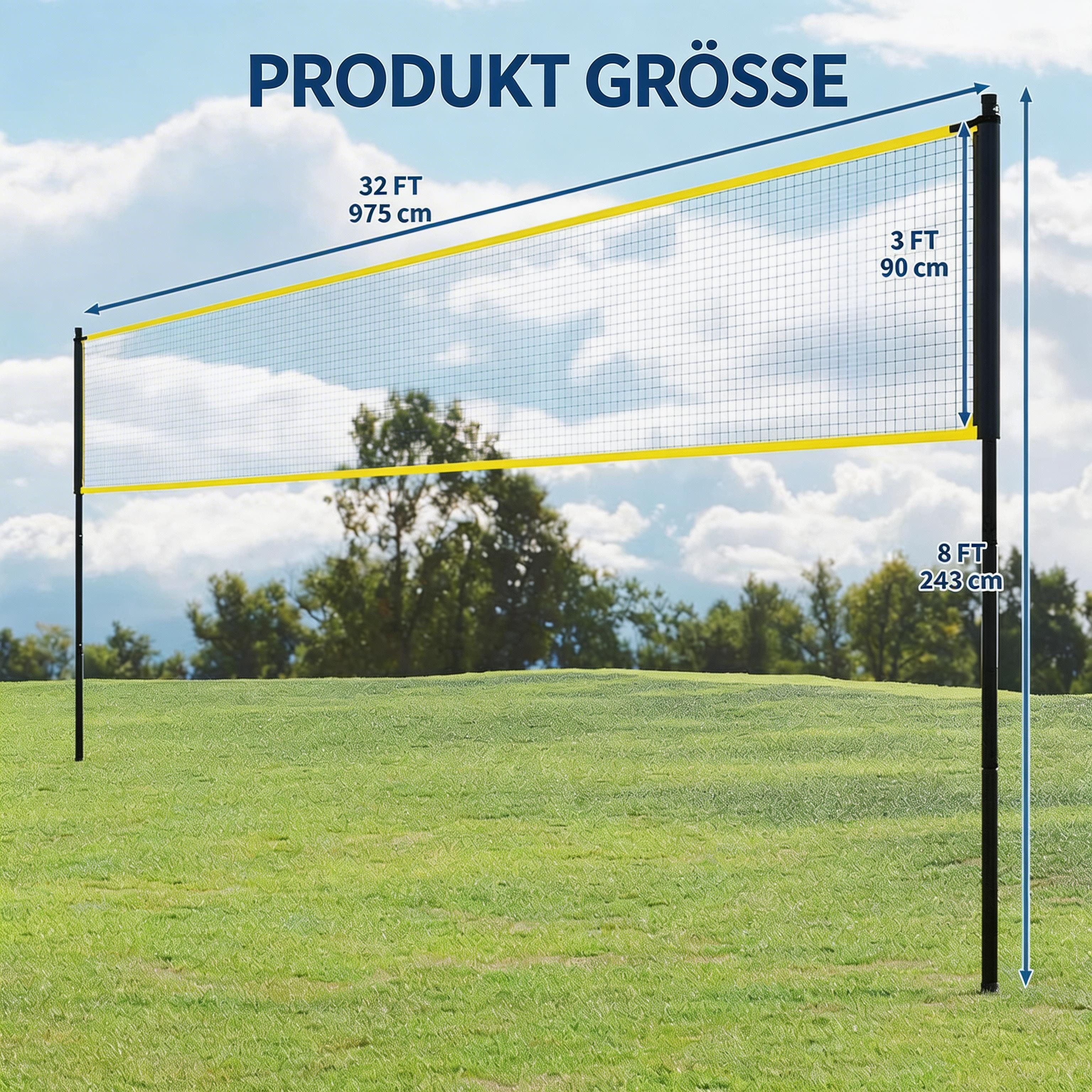 GarveeMore Volleyballnetz Set, 975cm Volleyball Trainingsgerät mit Volleyball Pumpe Tragetasche