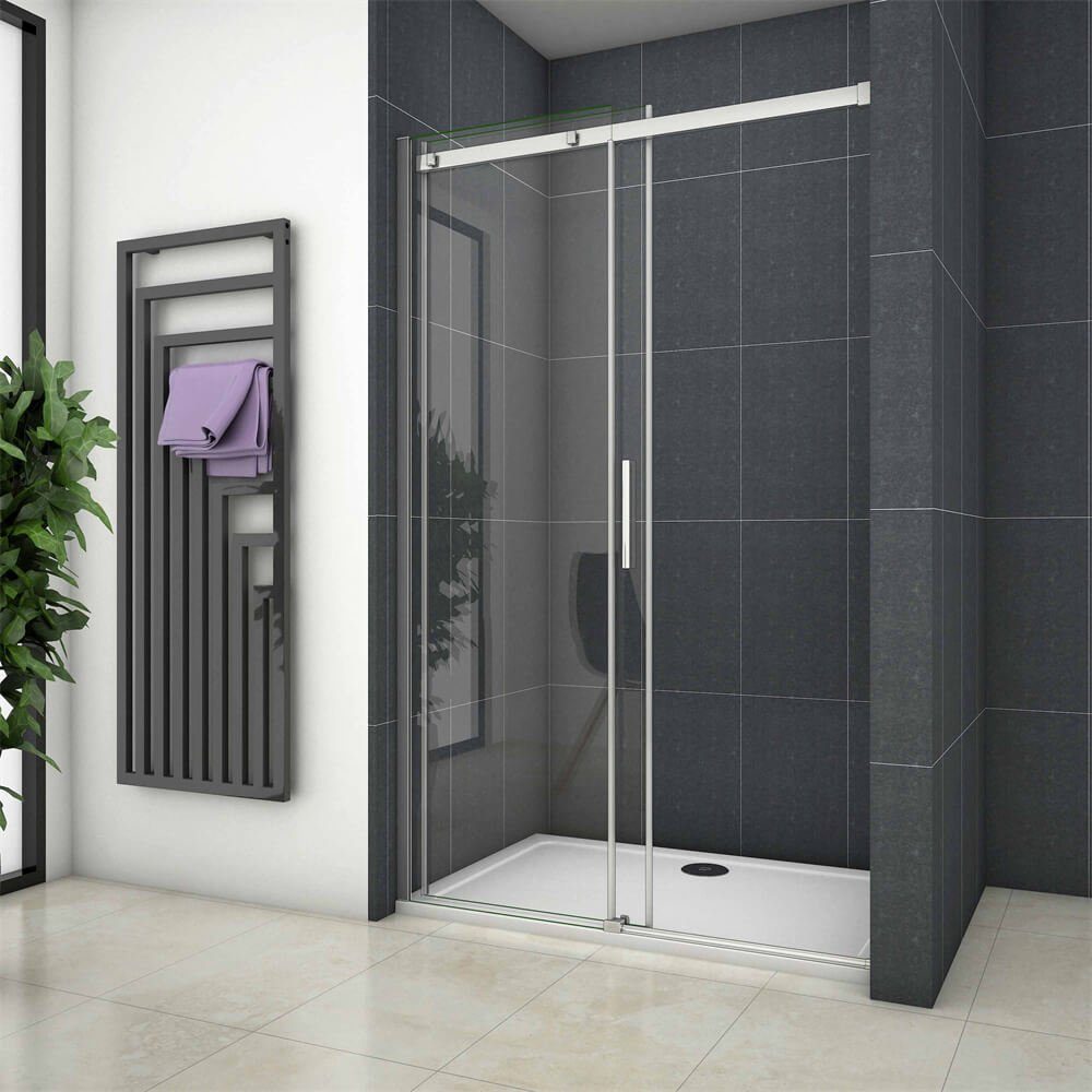 duschspa Dusch-Schiebetür 195cm Schiebetür Nischentür Glastür Duschkabine klares Glas Dusche, 100x195 cm, Einscheibensicherheitsglas, (Set) links und rechts montierbar