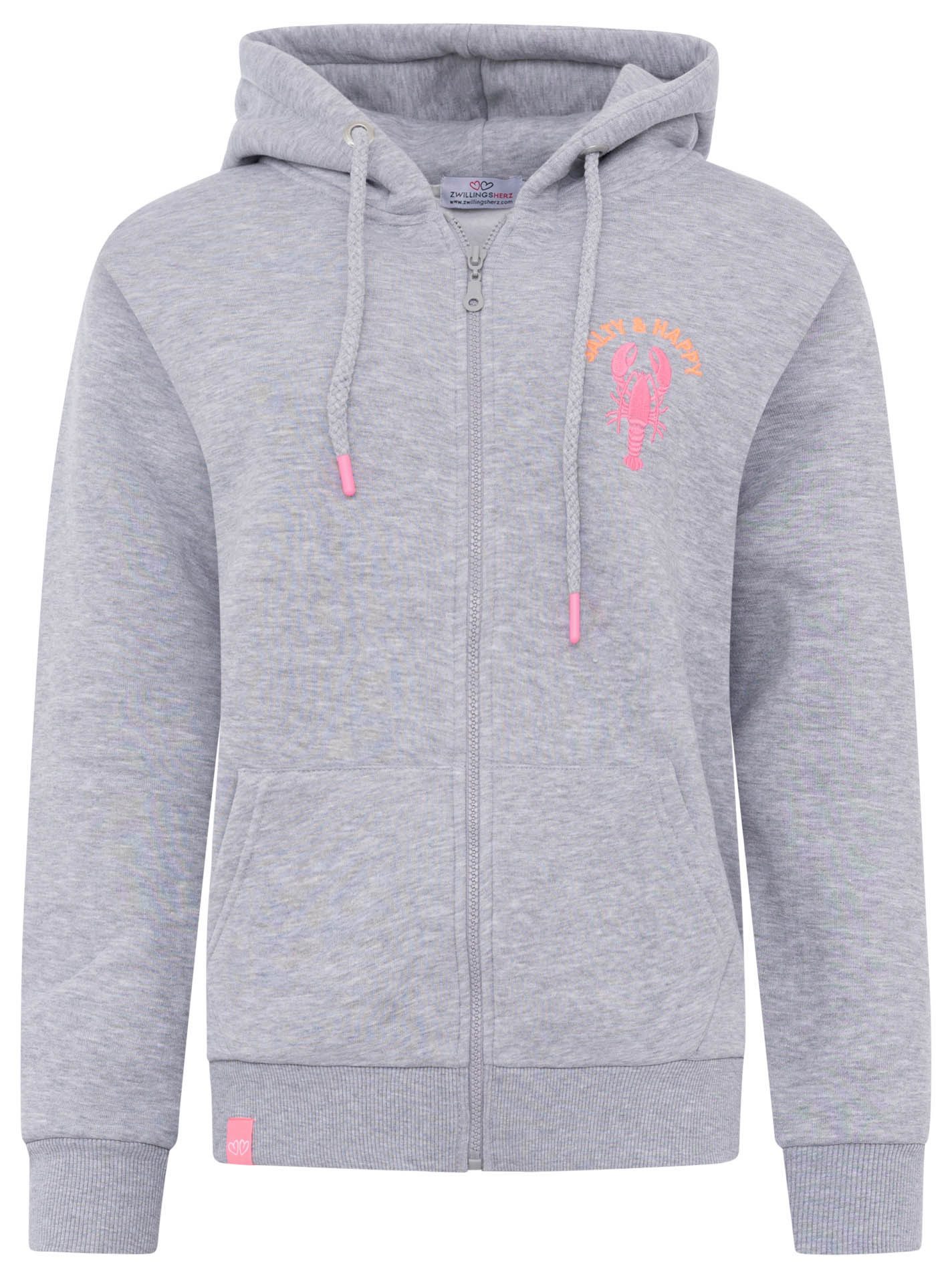 Zwillingsherz Sweatjacke "Salty & Happy" Kapuze, Langarm, Reißverschluss, modisch, maritim, Kordelzug