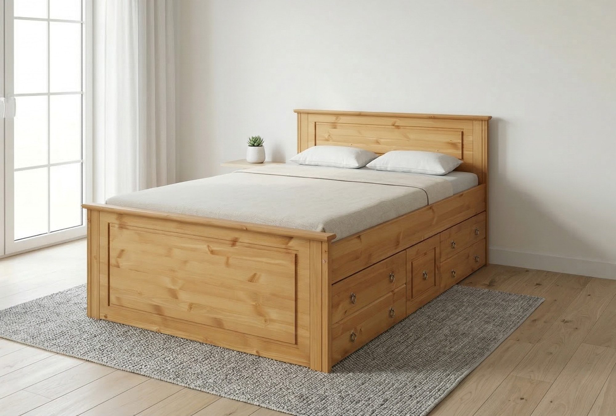 OTTO home Massivholzbett Hugo, FSC® zertifiziert, Landhausstil, zeitlos und edel (auch als Super Sparset inklusive Schubkästen), Stauraumbett, extra belastbar,  – Bild 3 von 5