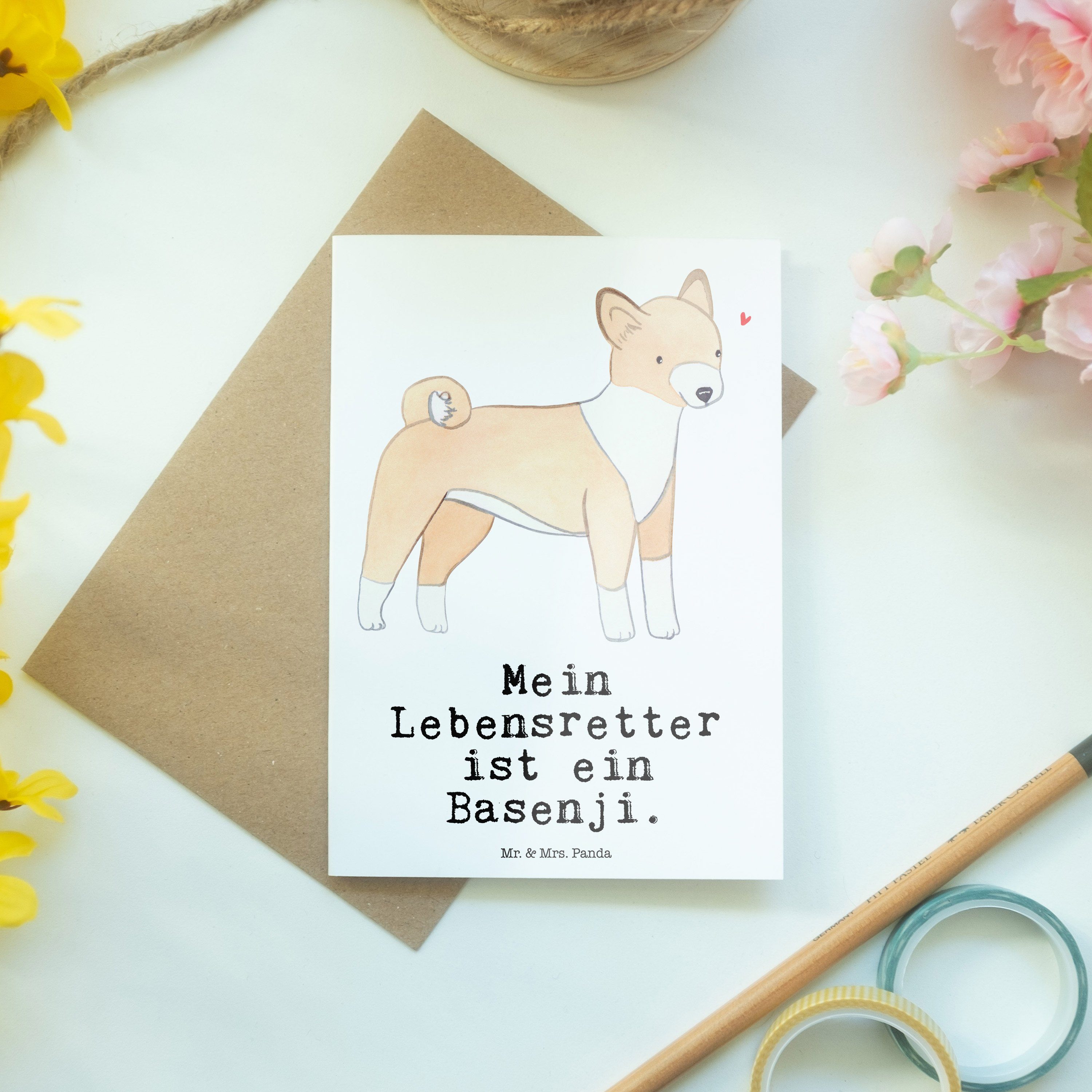 Kongo-Terrier, Glückwu - Mrs. Geschenk, Panda Karte, - Mr. Weiß & Basenji Grußkarte Lebensretter