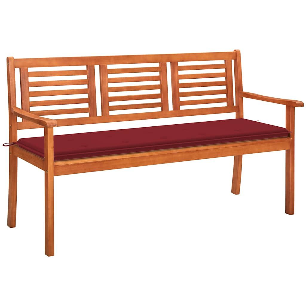 vidaXL Gartenbank 3-Sitzer-Gartenbank mit Auflage 150 cm Massivholz Eukalyptus (1-St)