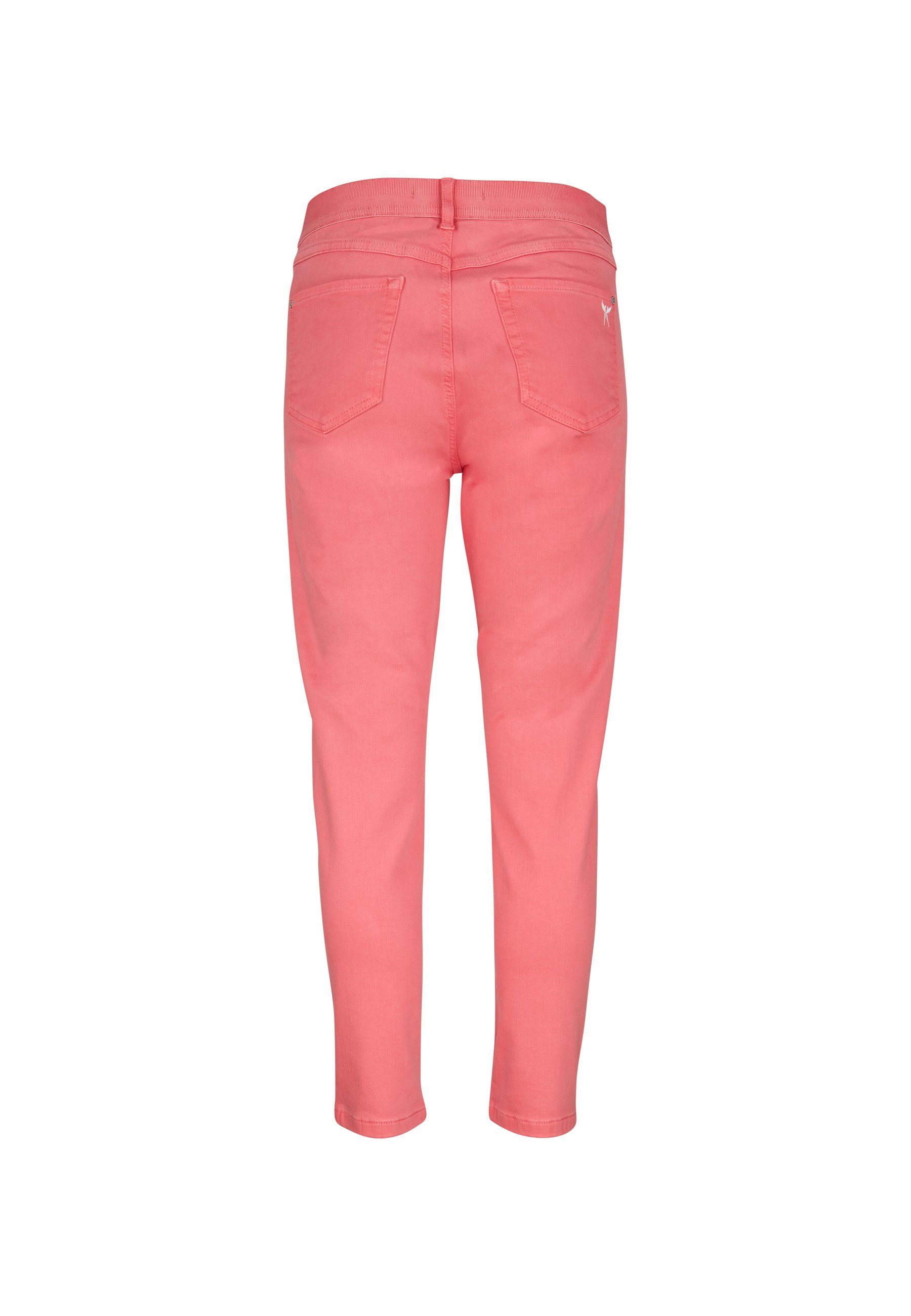 OSFA Coloured ANGELS Crop Jeans mit Denim Label-Applikationen mit pink Slim-fit-Jeans