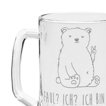 Mr. & Mrs. Panda Bierkrug Eisbär Faul - Transparent - Geschenk, Bierkrug Glas, Bierkrug, Teddyb, Premium Glas, Elegantes Design