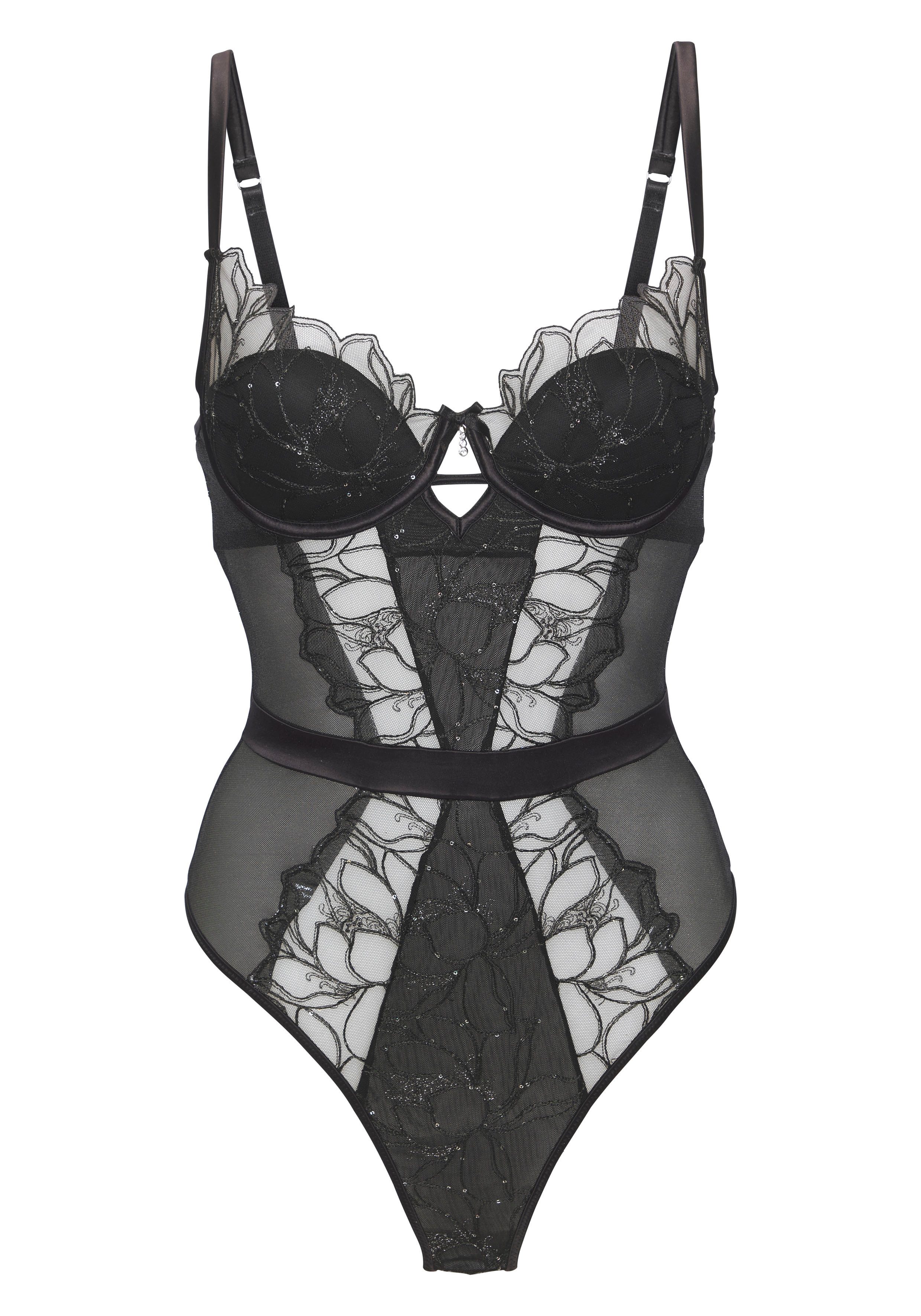 LASCANA Stringbody aus edler Spitze und schimmerndem Soft-Mesh, sexy Dessous – Bild 2 von 5