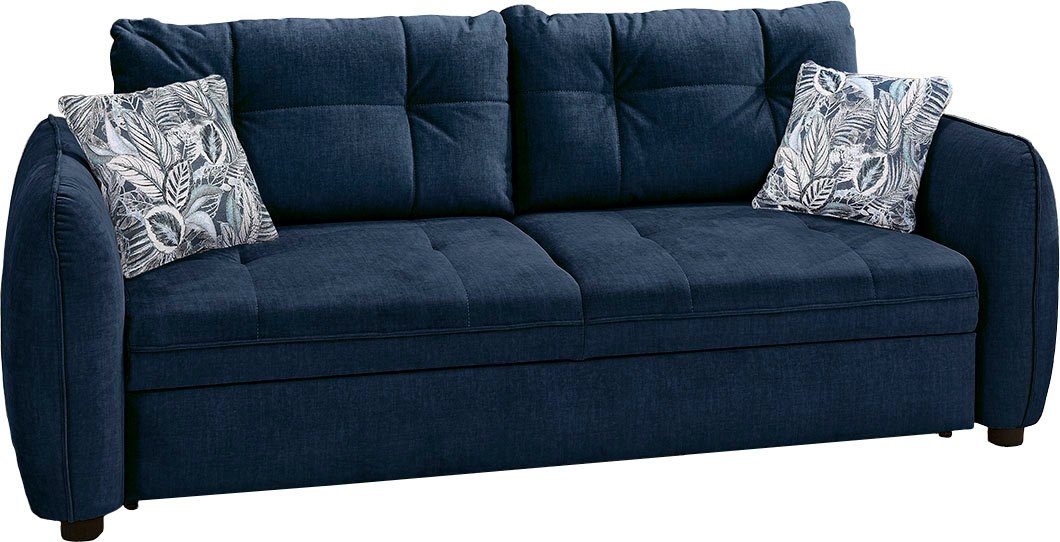 Jockenhöfer Gruppe Schlafsofa mit Sascha, 180x200 Bettfunktion, cm Liegefläche Wellenfedern, blau und Relax- | blau