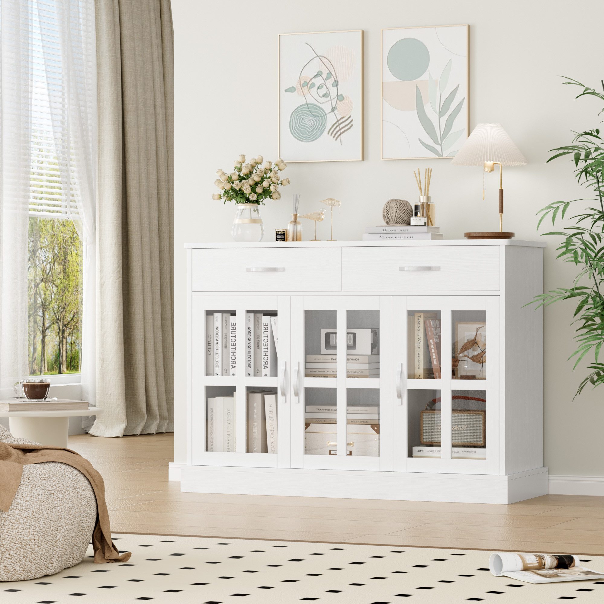 Homfa Sideboard, Küchenschrank Buffetschrank mit 2 Schubladen, 3 Türen 120c günstig online kaufen