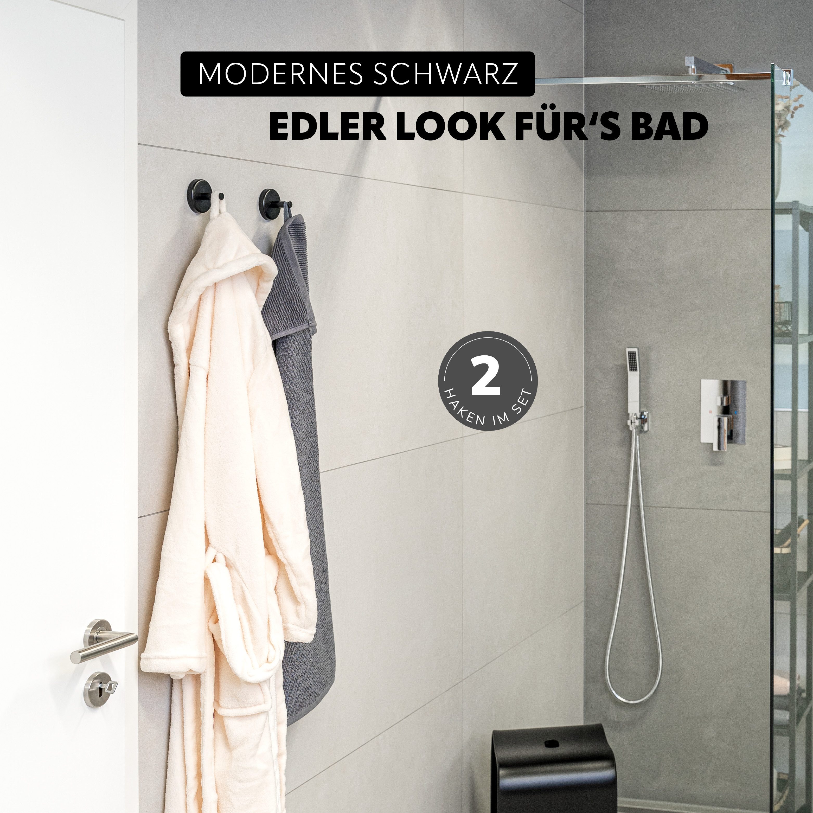 bremermann Handtuchhaken Bad-Serie PIAZZA BLACK - 2er Set, matt schwarz, (2 günstig online kaufen