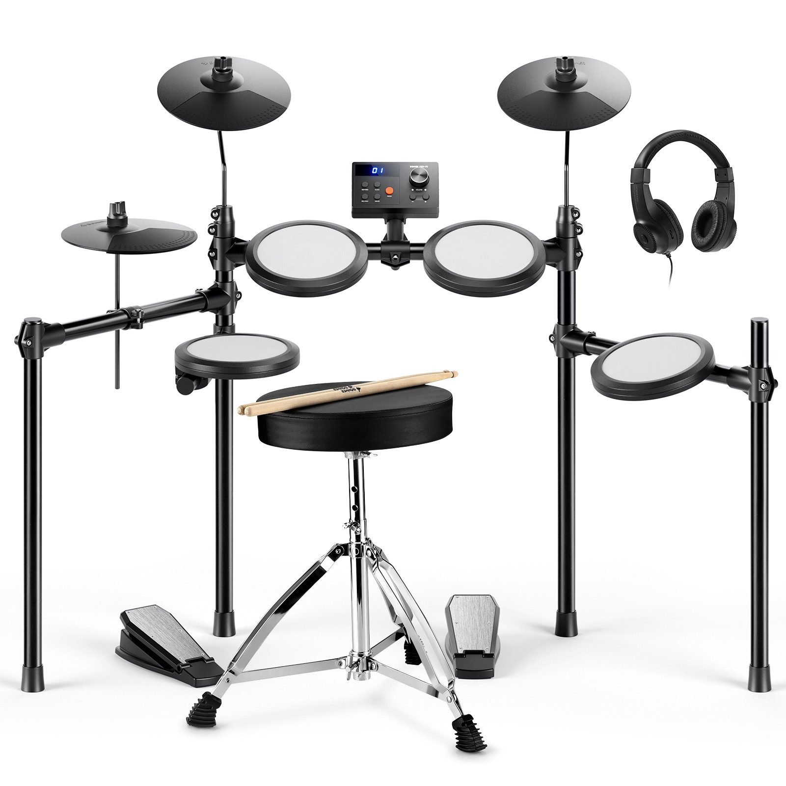 E-Drum DED-70 Upgraded E-Drum Kit 150 Töne 15 Schlagzeug-Kits+ Unterricht