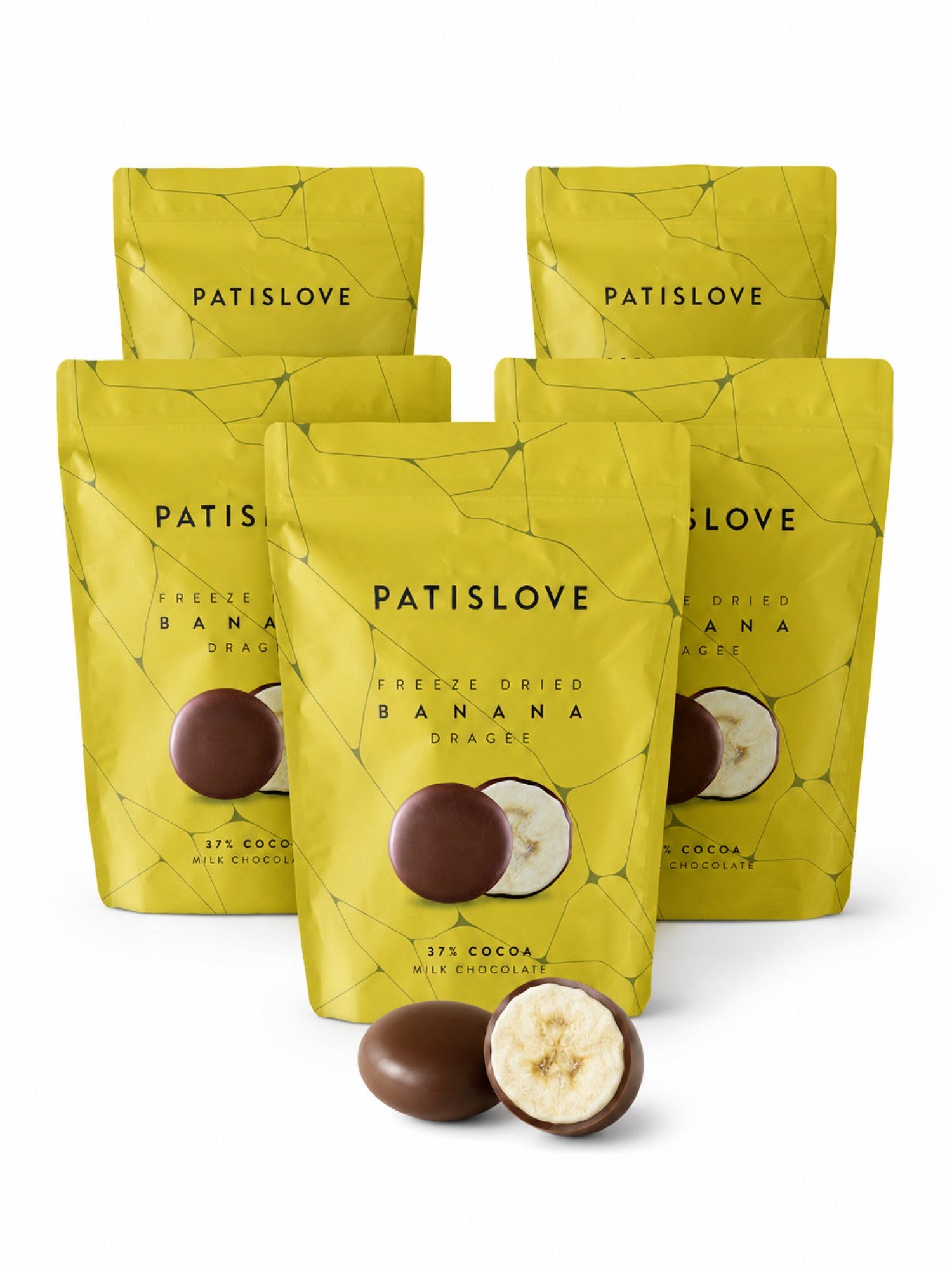 PATISLOVE Schokolade Patislove Gefriergetrocknete Bananen in Vollmilchschokolade, 80g, Ohne künstliche Farbstoffe, 100% echte Frucht.