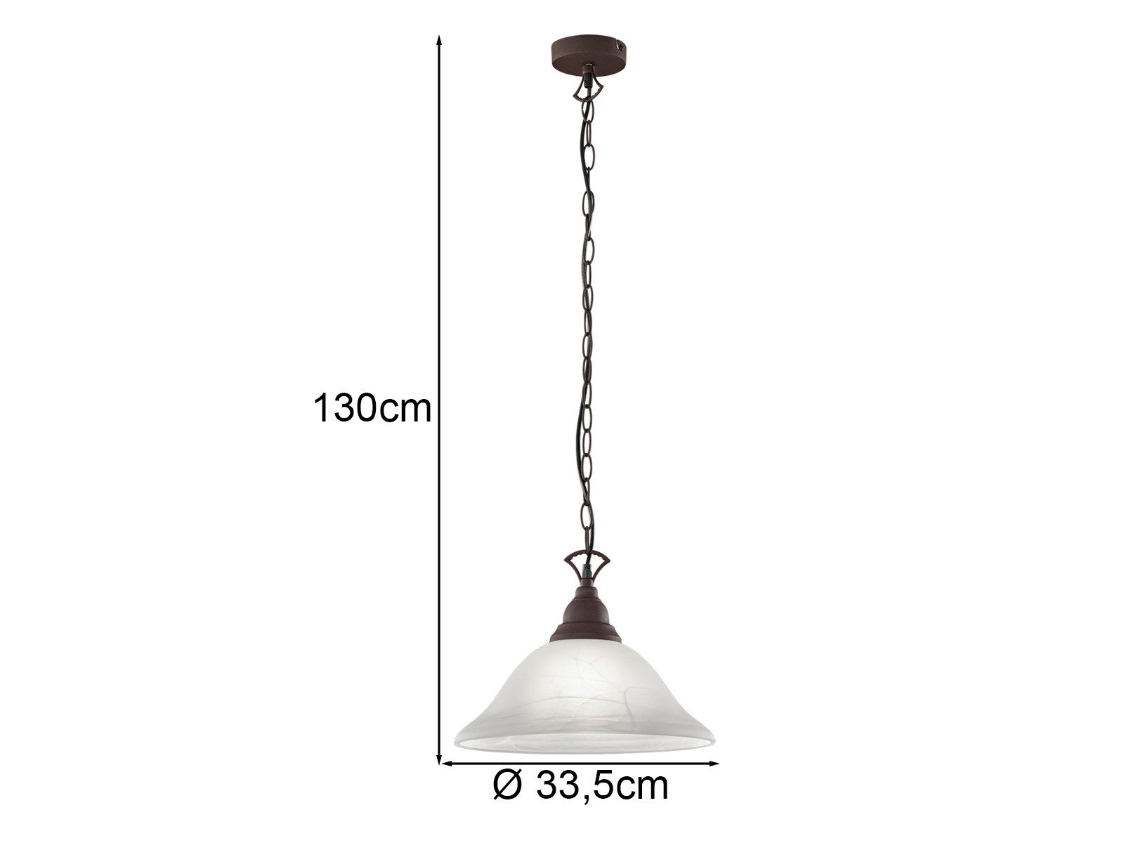 Reality Leuchten LED Pendelleuchte Landhaus mit Glasschirm Weiß Ø 33,5cm, dimmbar, LED wechselbar, Warmweiß, Esstisch-Lampe hängend, Esszimmerlampe einflammig i – Bild 4 von 5